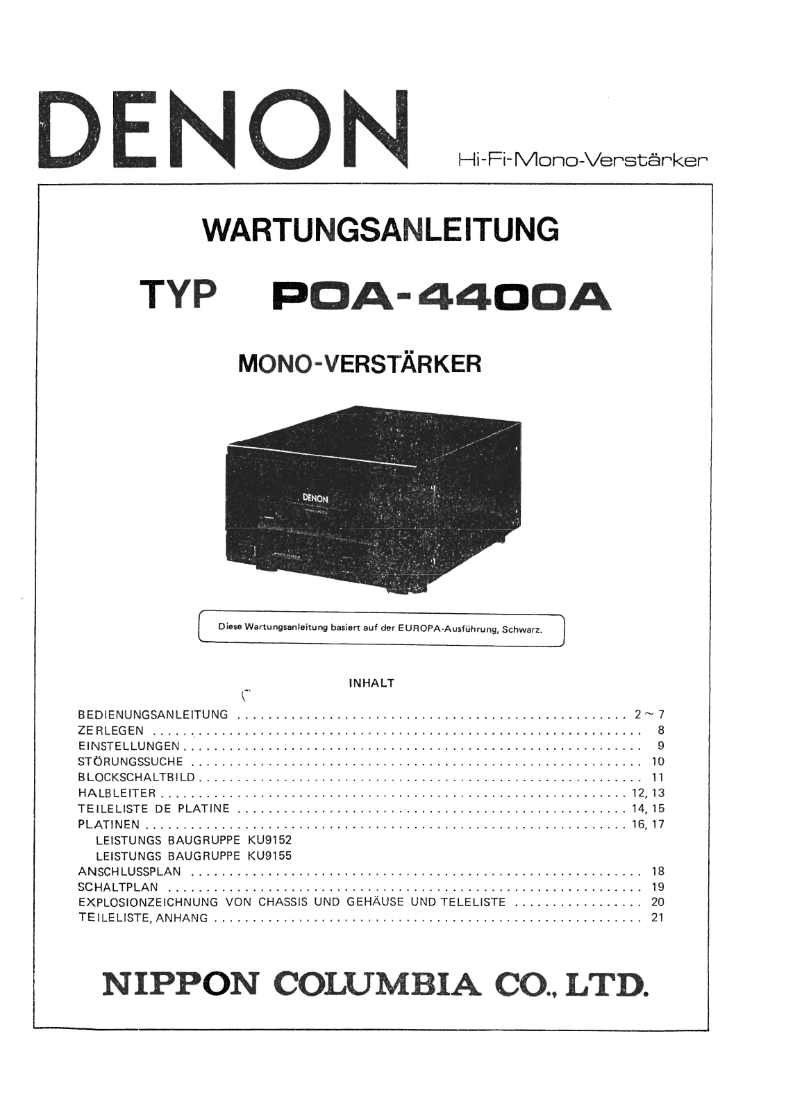Denon POA-4400A Service Manual