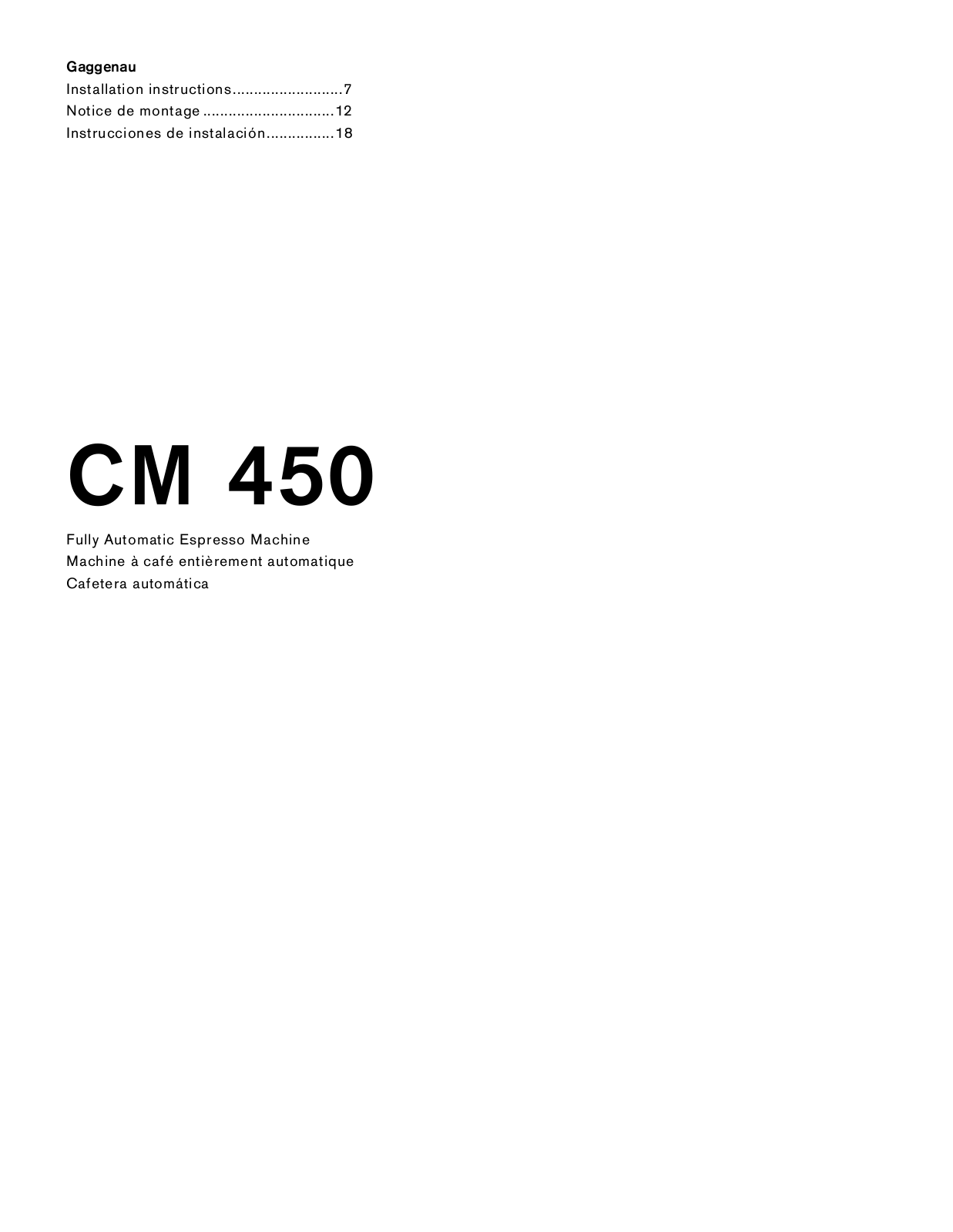 Gaggenau CM450710 Installation manual