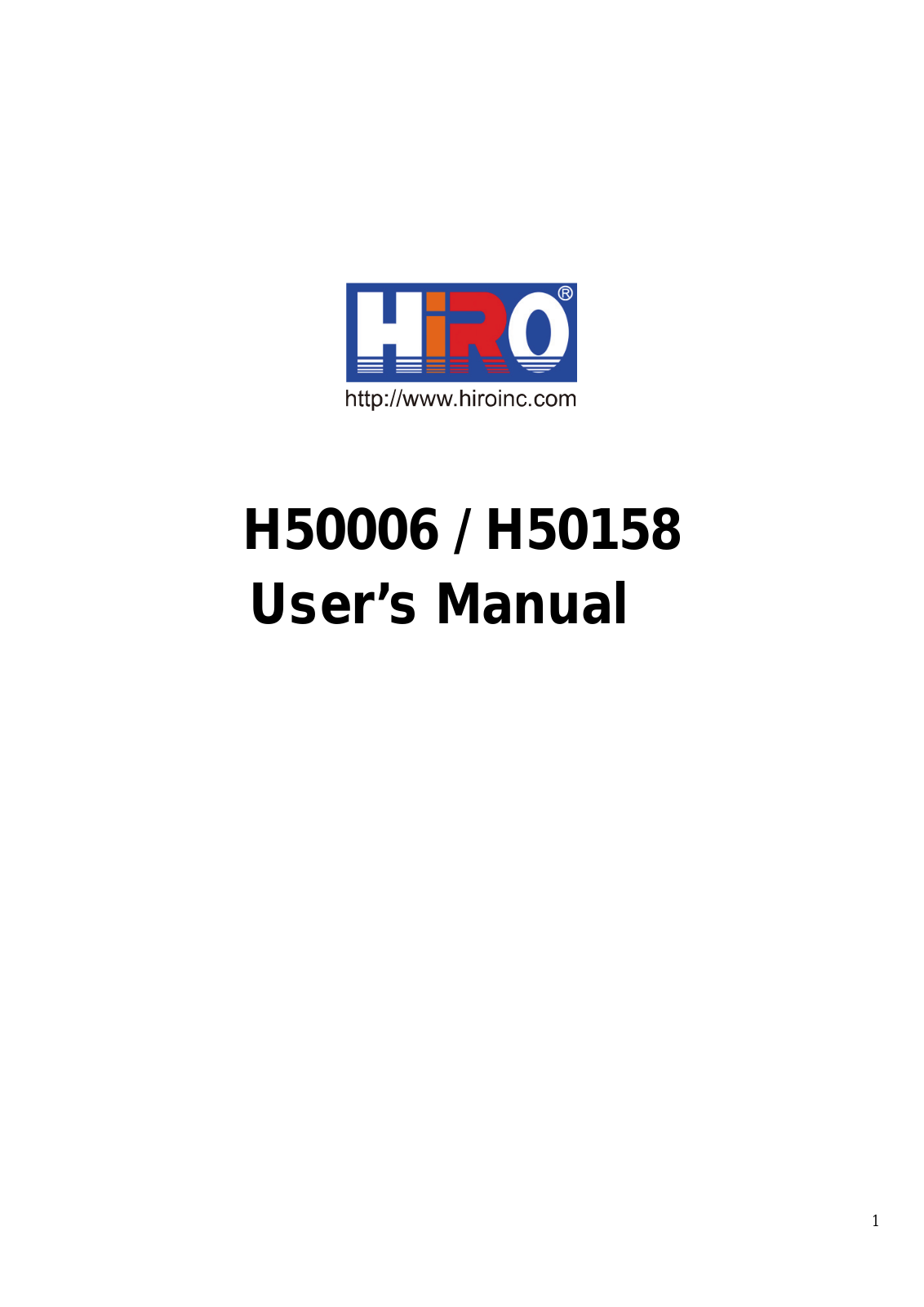 HiRO H50158 User Manual