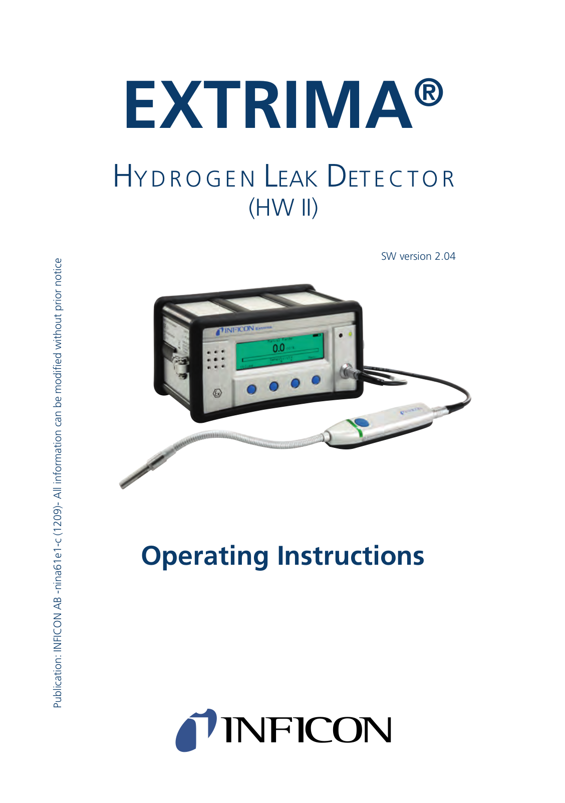 INFICON Extrima Ex-certified Hydrogen Leak Detector User Manual