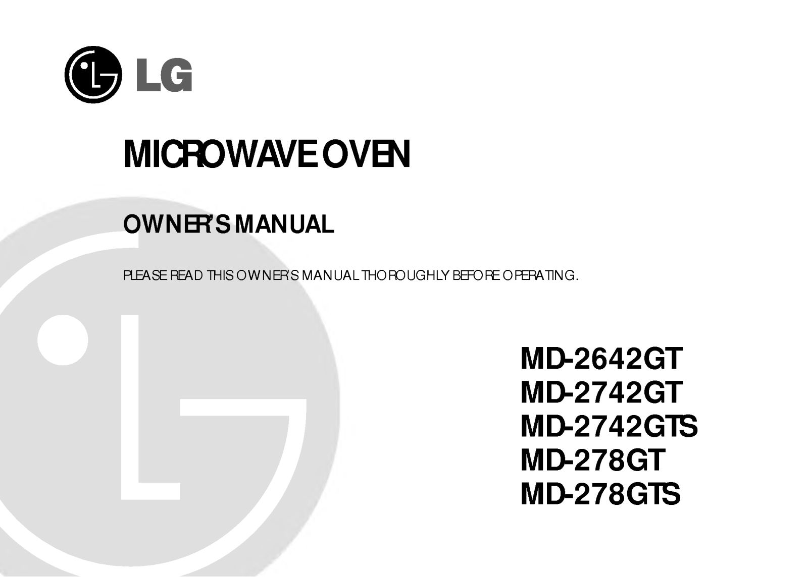 LG MD-278GT, MD-278GTS User Manual