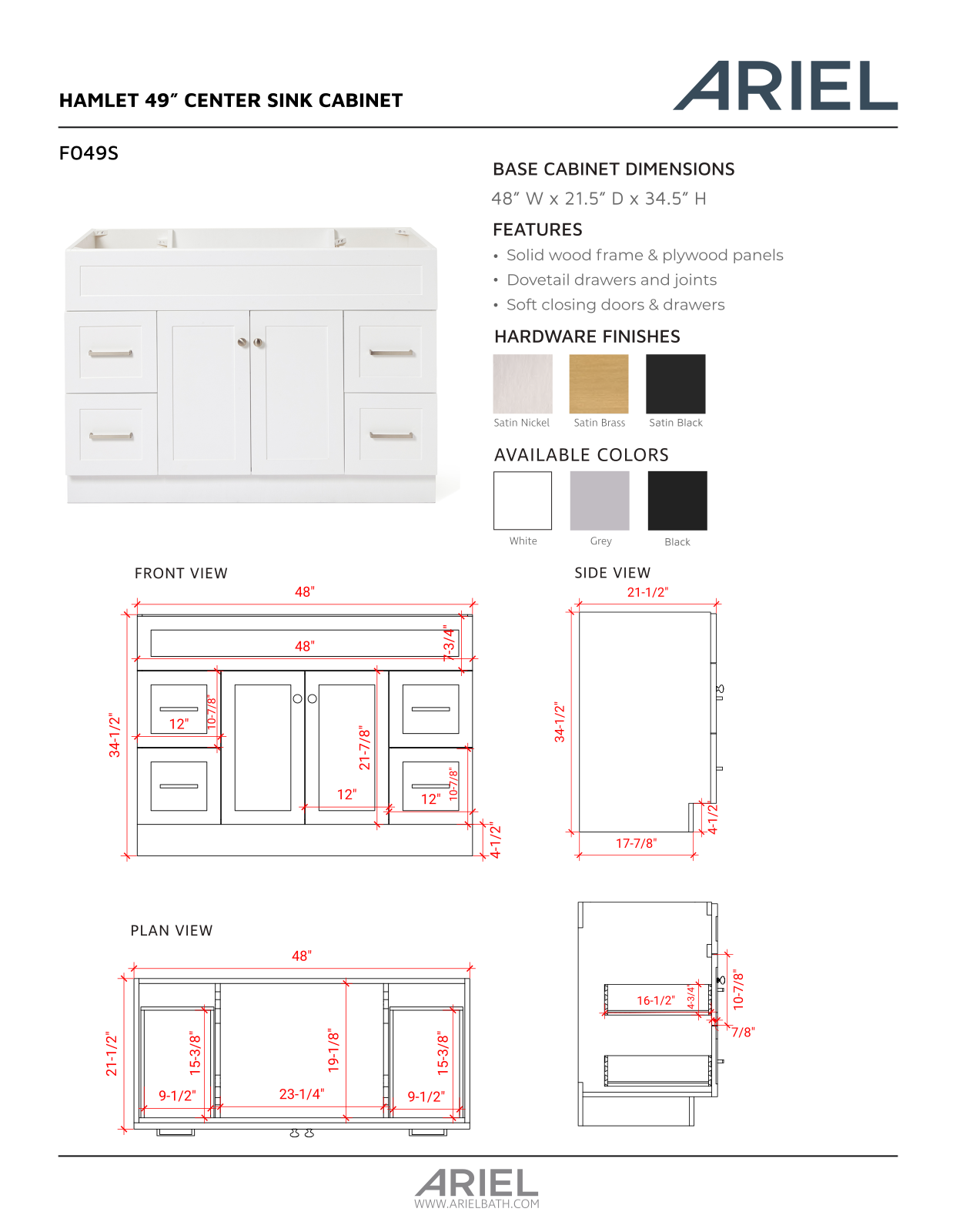 Ariel Bath ZZB10060 Specification - ManualMachine.com