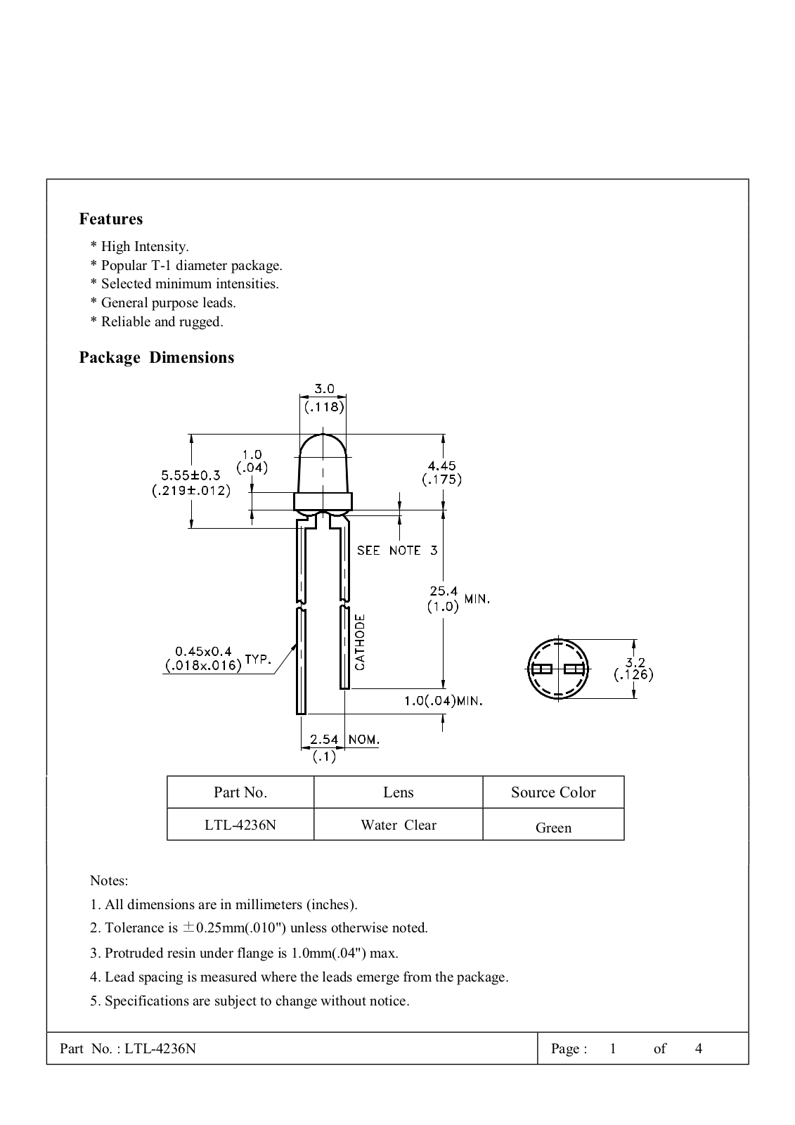 Lite-On LTL-4236N Data Sheet