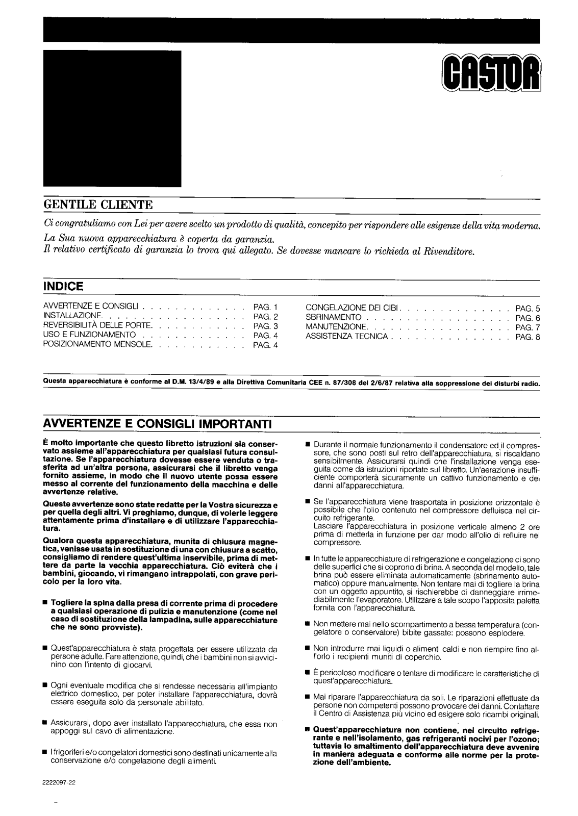 Castor CF240, CFD240P Instructions Manual