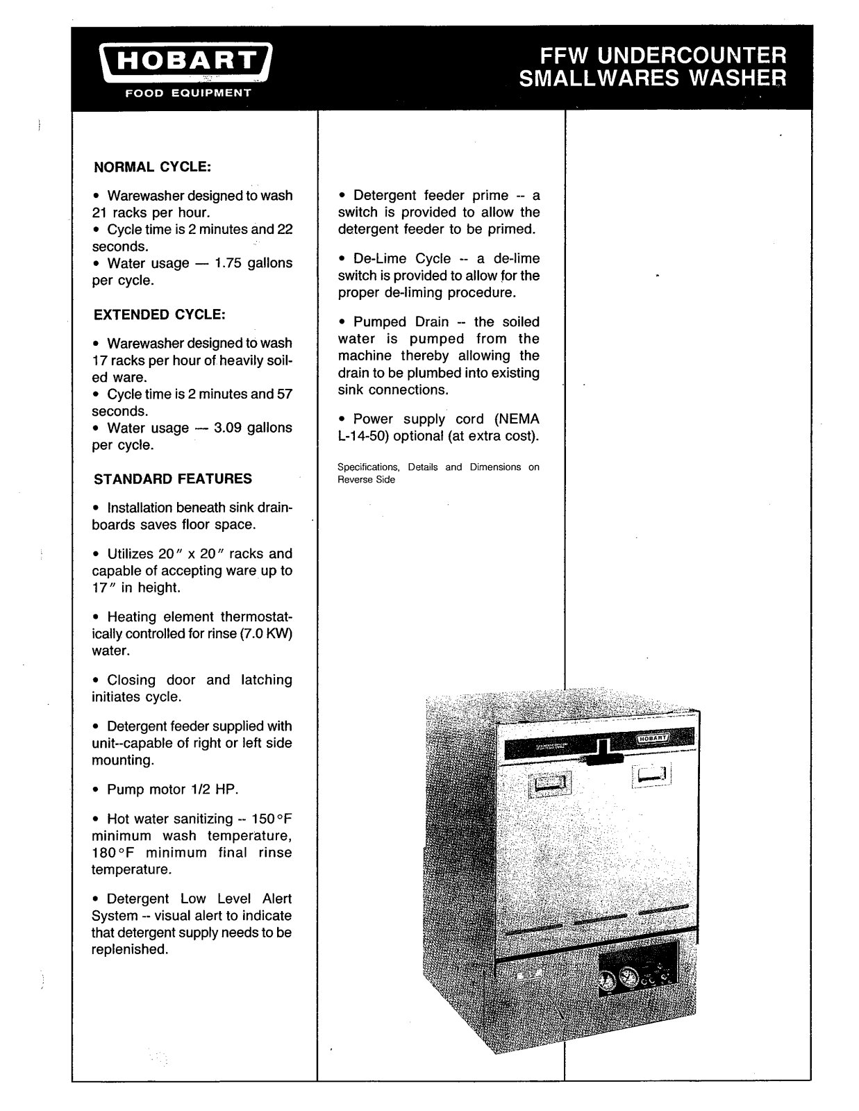 Hobart FFW User Manual