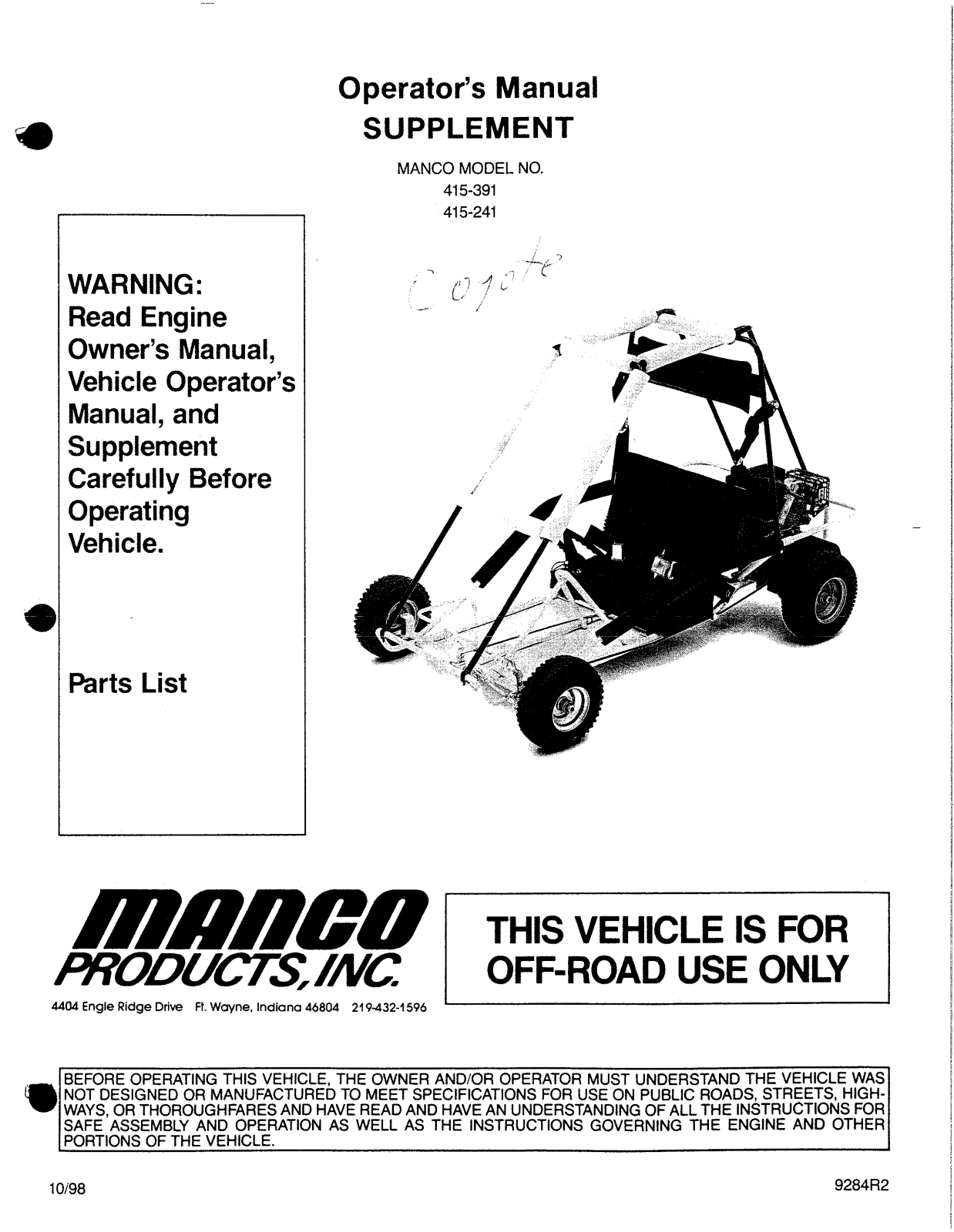 Manco 415-241 User Manual