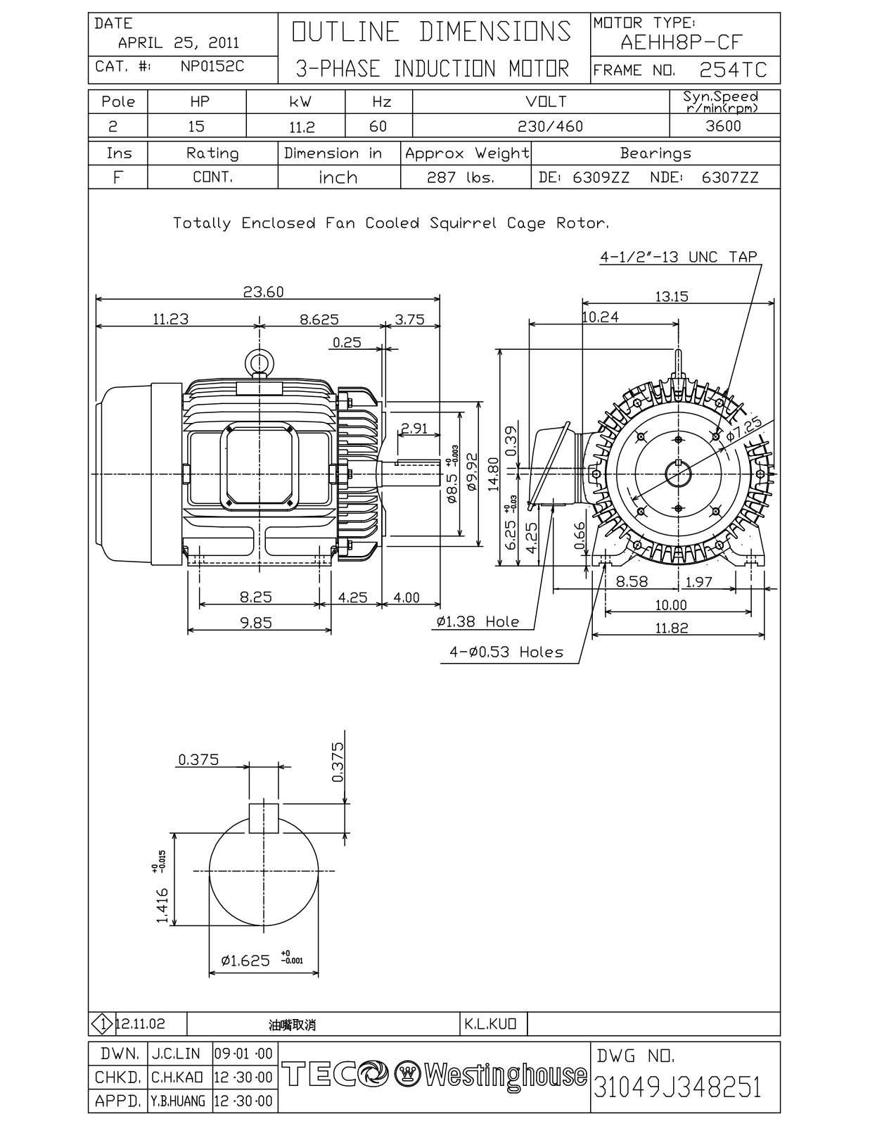 Datasheet NP0152C Reference Drawing (Teco) - ManualMachine.com