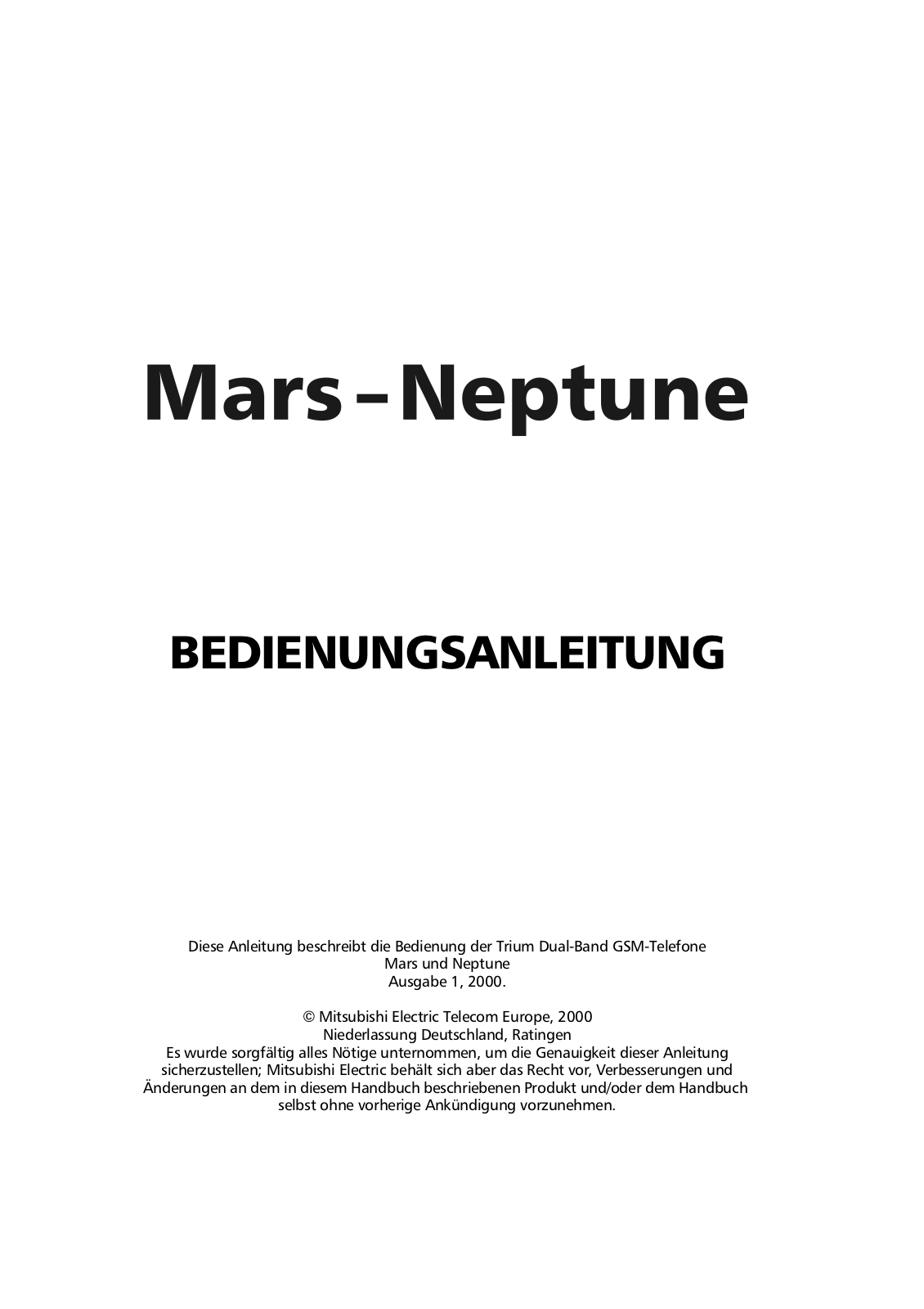 Mitsubishi TRIUM NEPTUNE, TRIUM MARS User Manual