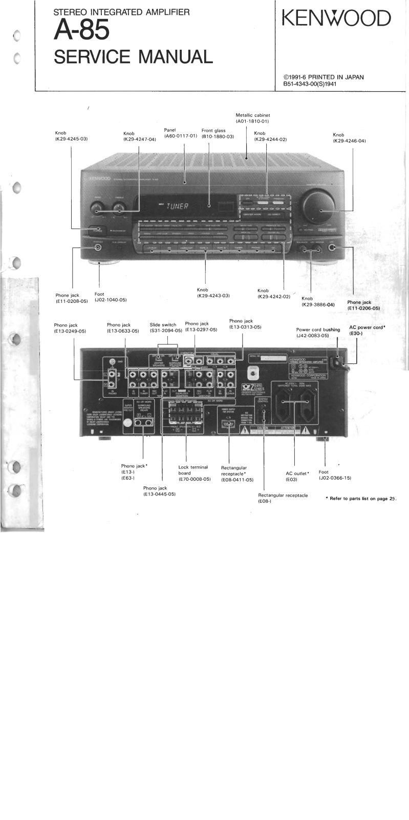 Kenwood A-85 Service manual