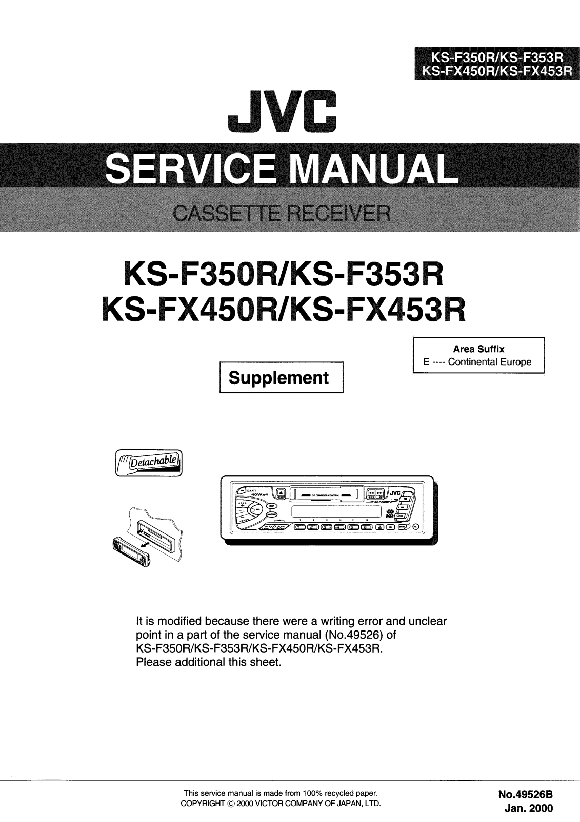 Jvc KS-F453-R, KS-F450-R, KS-F353-R, KS-F350-R Service Manual