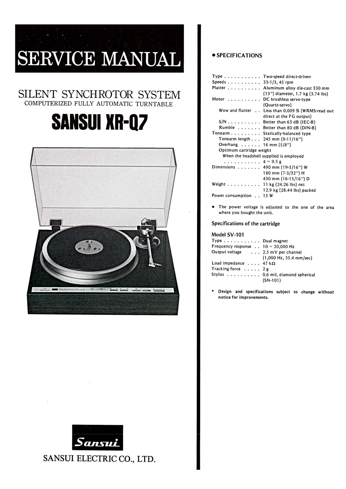 Sansui XR-Q7 Service Manual