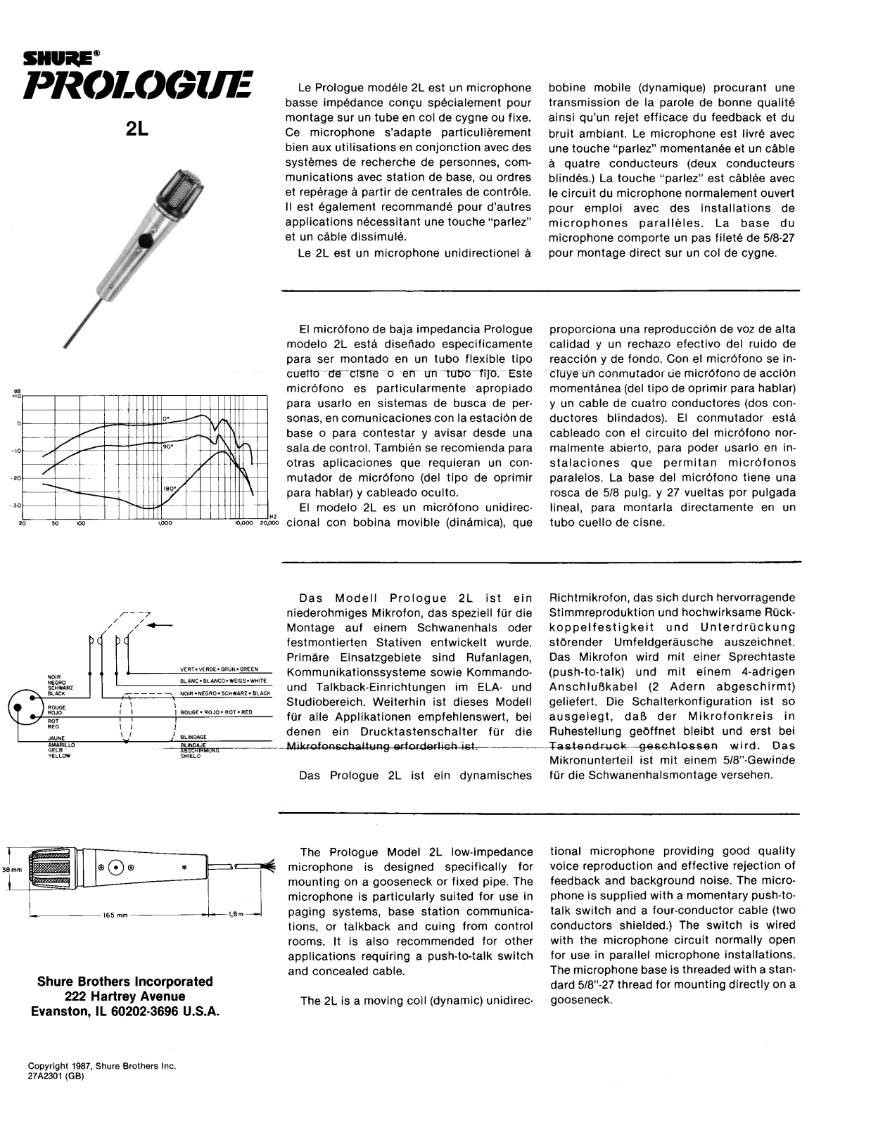 Shure Prologue 2L User Guide