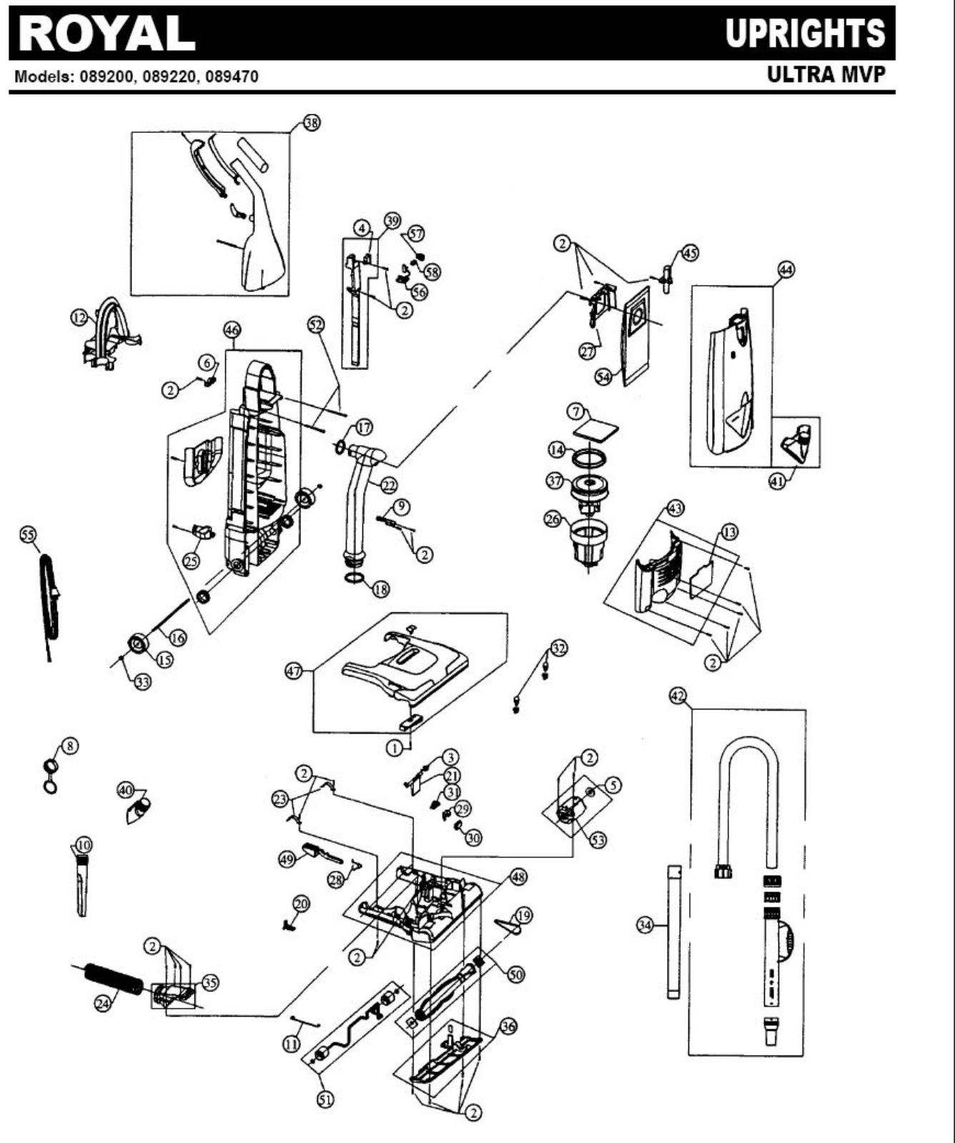 Royal 089200, 089220, 089470 Parts List