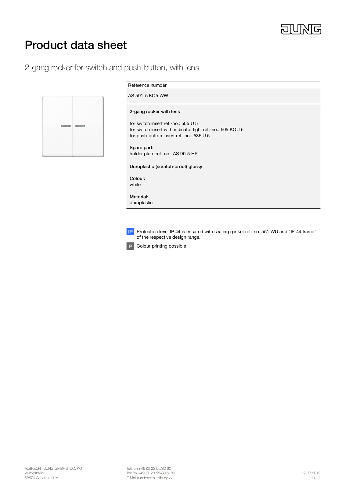 Jung AS 591-5 KO5 WW User Manual