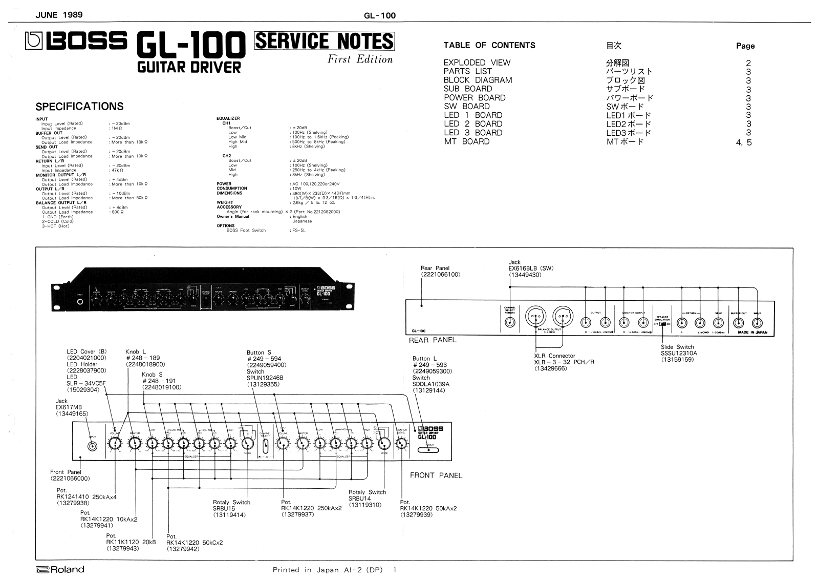 BOSS GL-100 Service Manual