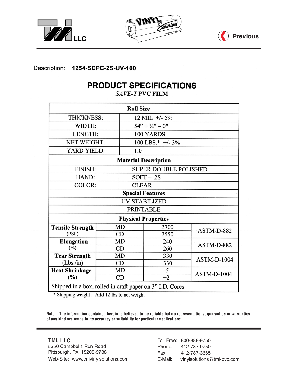 Tmi 1254-SDPC-2S-UV-100 User Manual