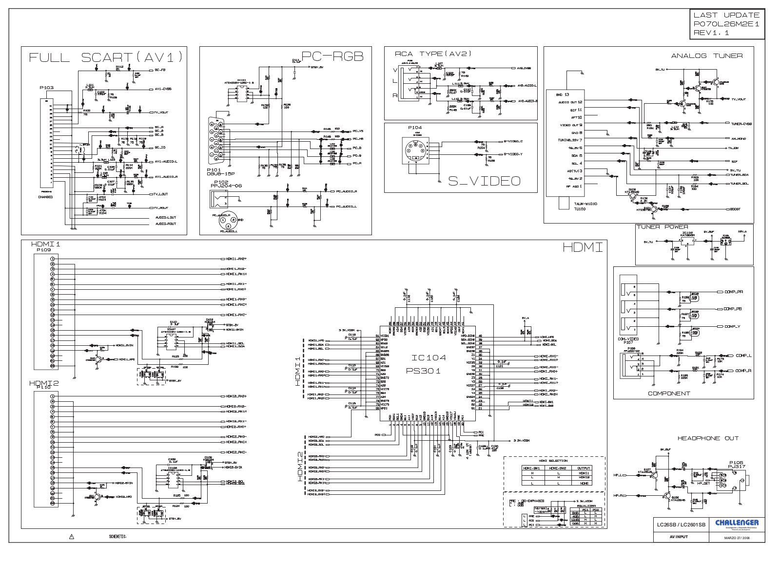 Challenger LC26SB, LC2601SB Schematic