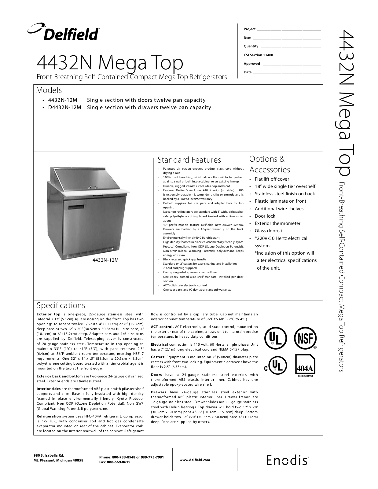 Delfield 4432N-12M, D4432N-12M User Manual