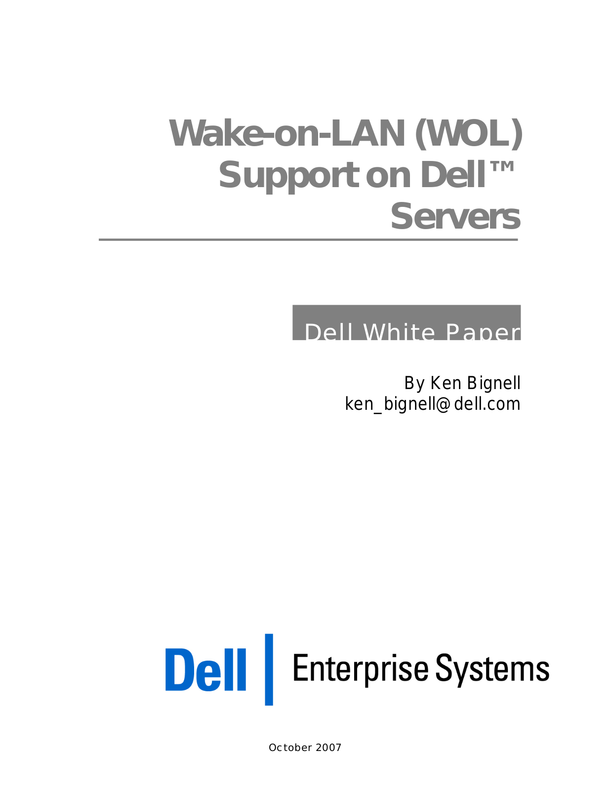 Dell Wake-on-LAN User Manual