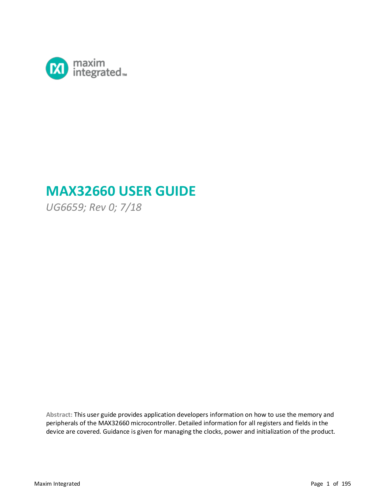 Maxim Integrated MAX32660 User Manual - ManualMachine.com