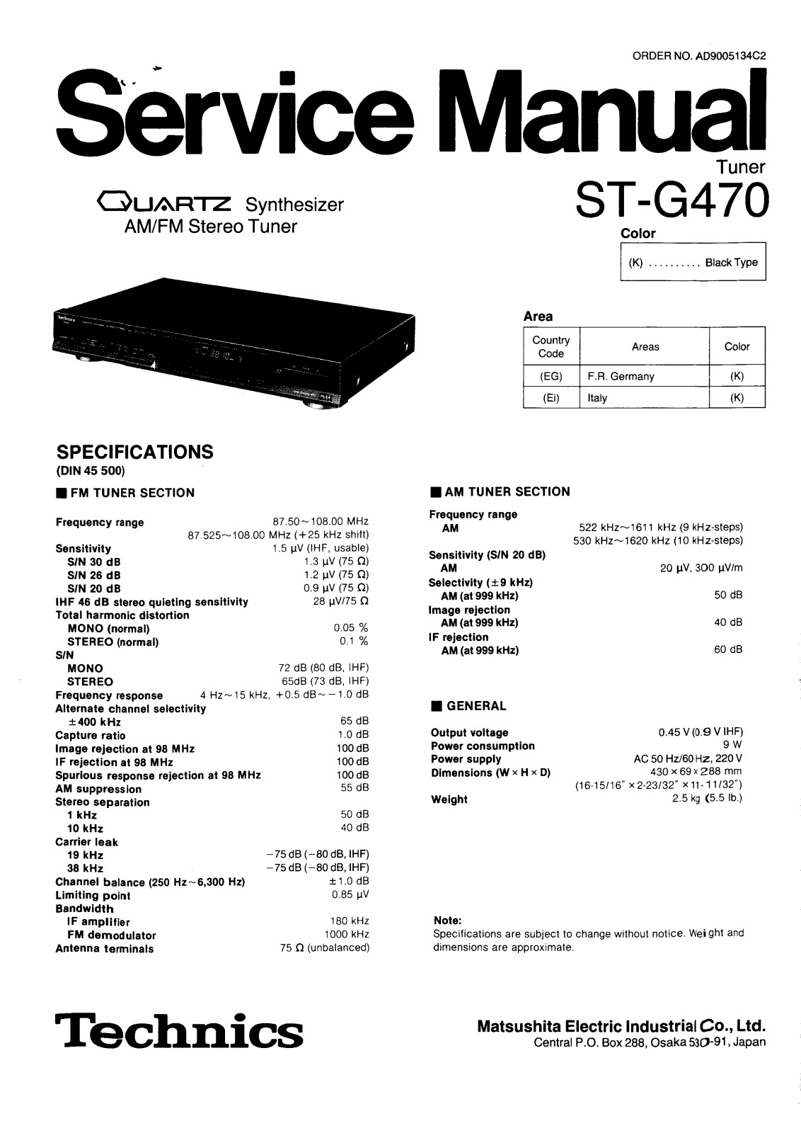 Technics ST-G-470 Service Manual