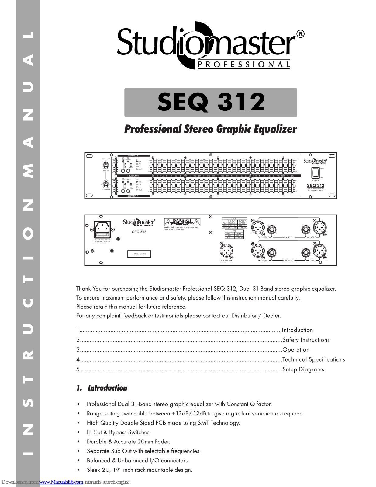 Studiomaster SEQ 312 Instruction Manual - ManualMachine.com