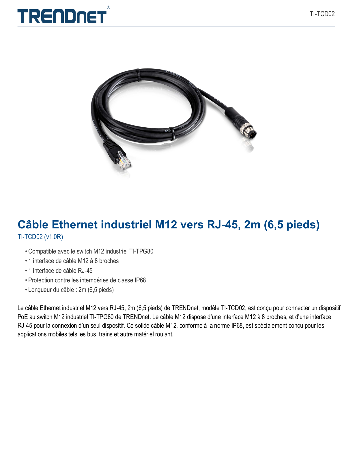 Trendnet TI-TCD02 Datasheet