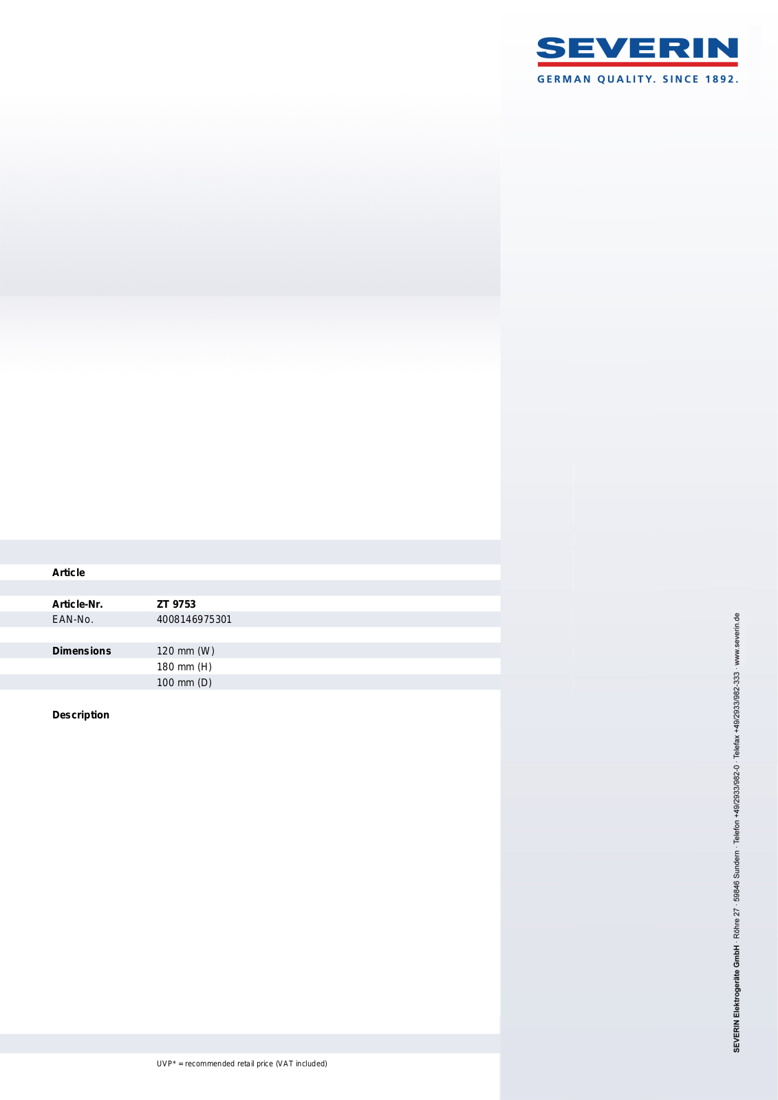 Severin KA 9209, KA 5116, BA 3265, WH 8261, AT 2581 User Manual