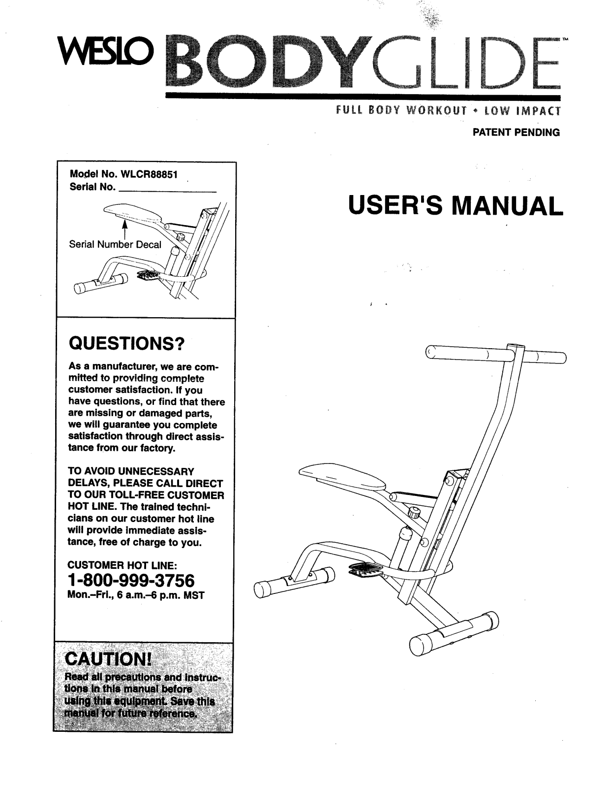 Weslo WLCR88851 Owner's Manual