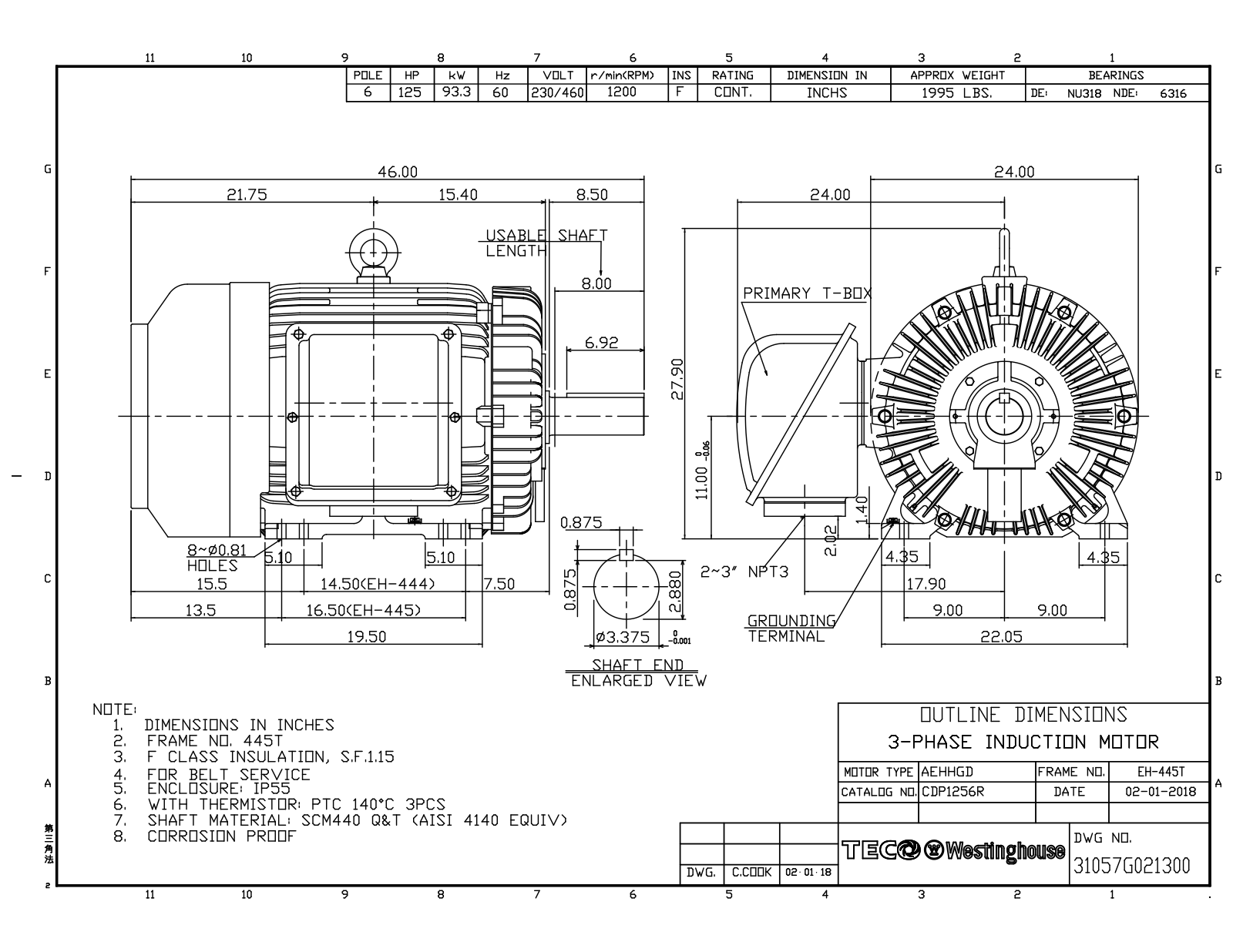 Teco CDP1256R Reference Drawing