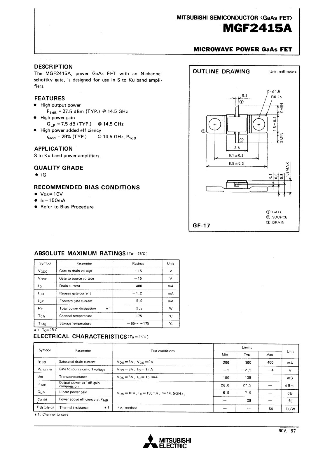 Mitsubishi MGF2415A Datasheet