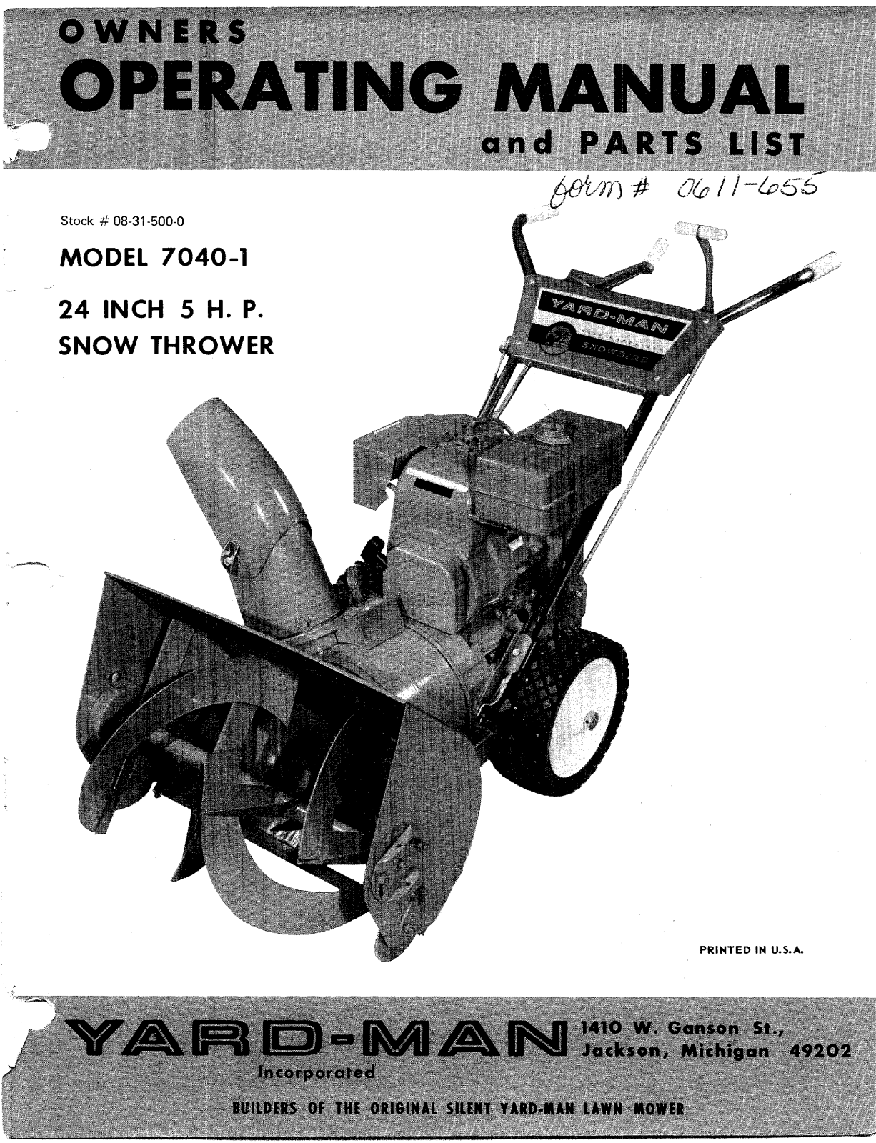 yard-man 7040-1 operators Manual