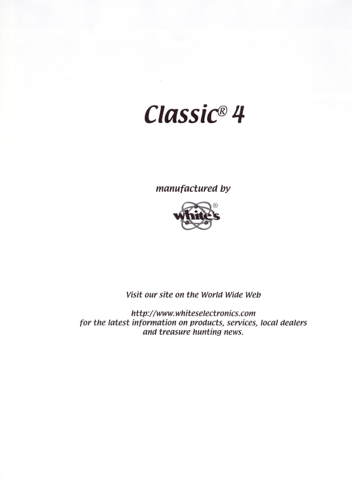 Whites Electronics Classic 4 User guide