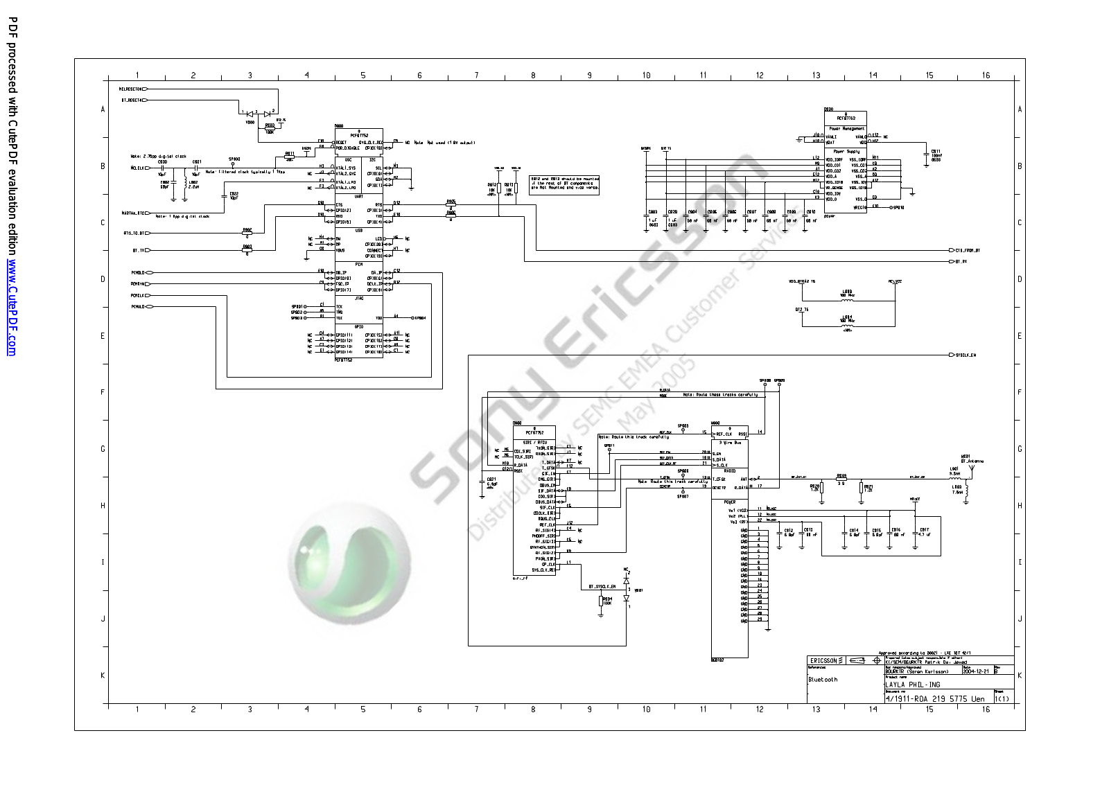 Sony Ericsson P910 Schematics Bluetooth