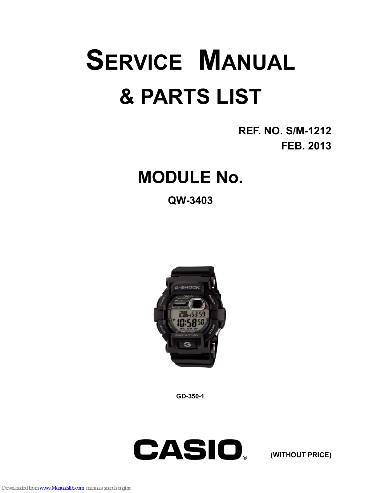 Casio G-Shock QW-3403 Service Manual & Parts List