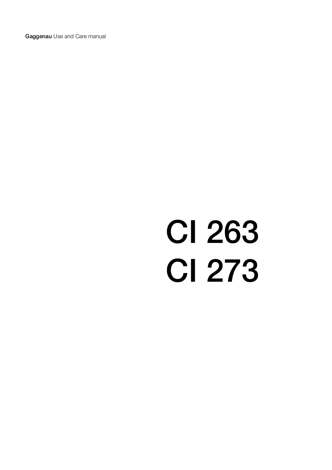 Gaggenau CI263112, CI273112 User Manual