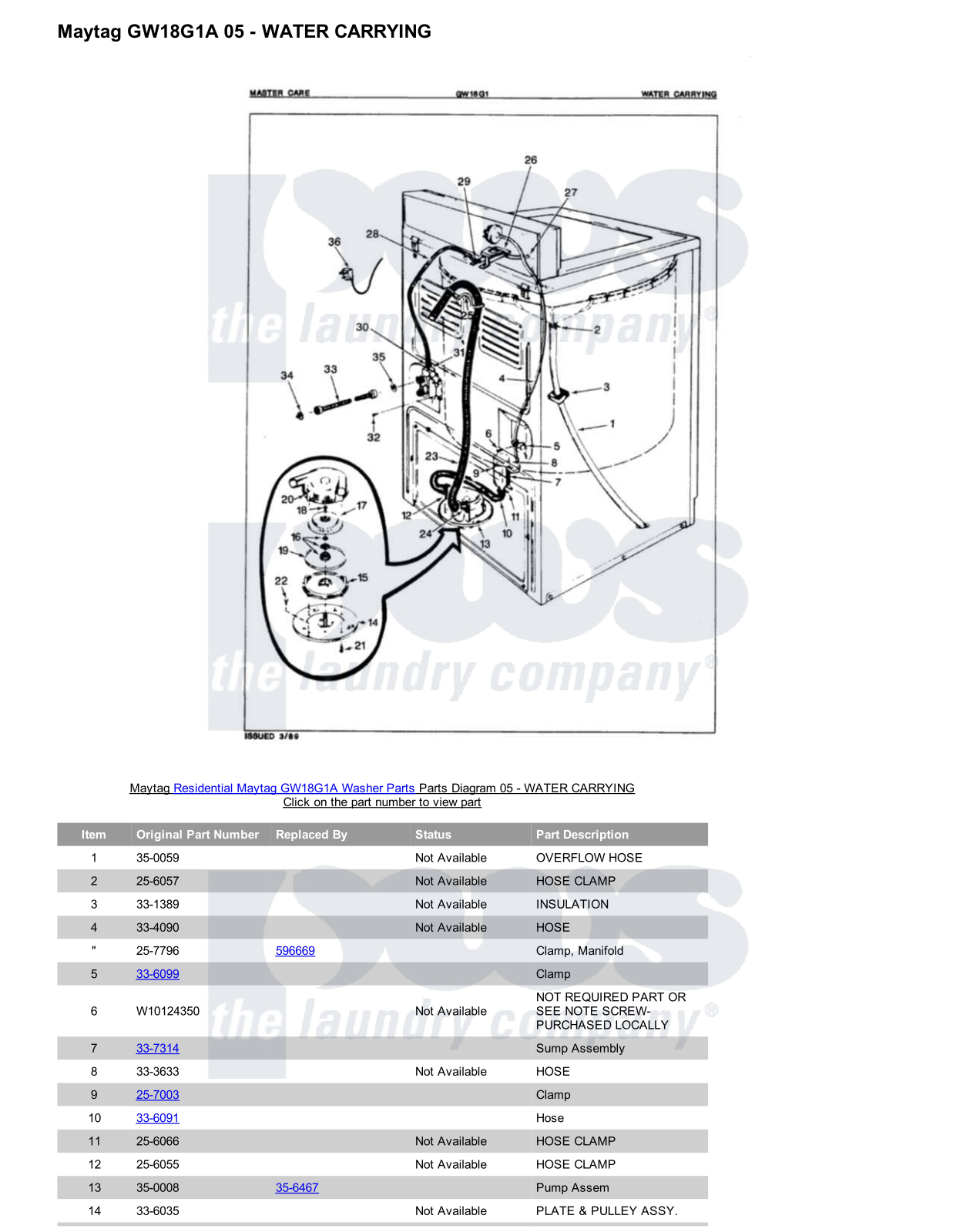 Maytag GW18G1A Parts Diagram