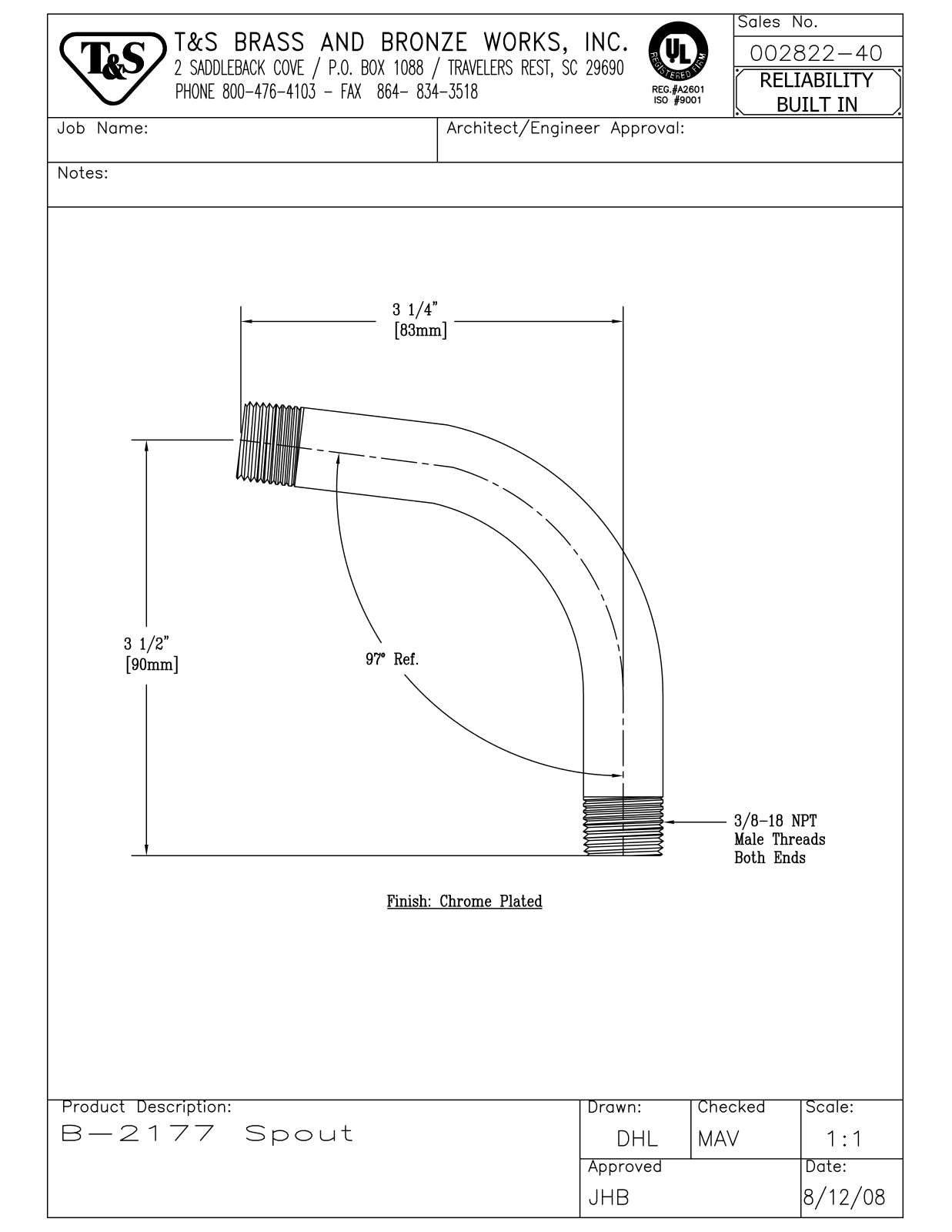 T&S Brass 002822-40 User Manual