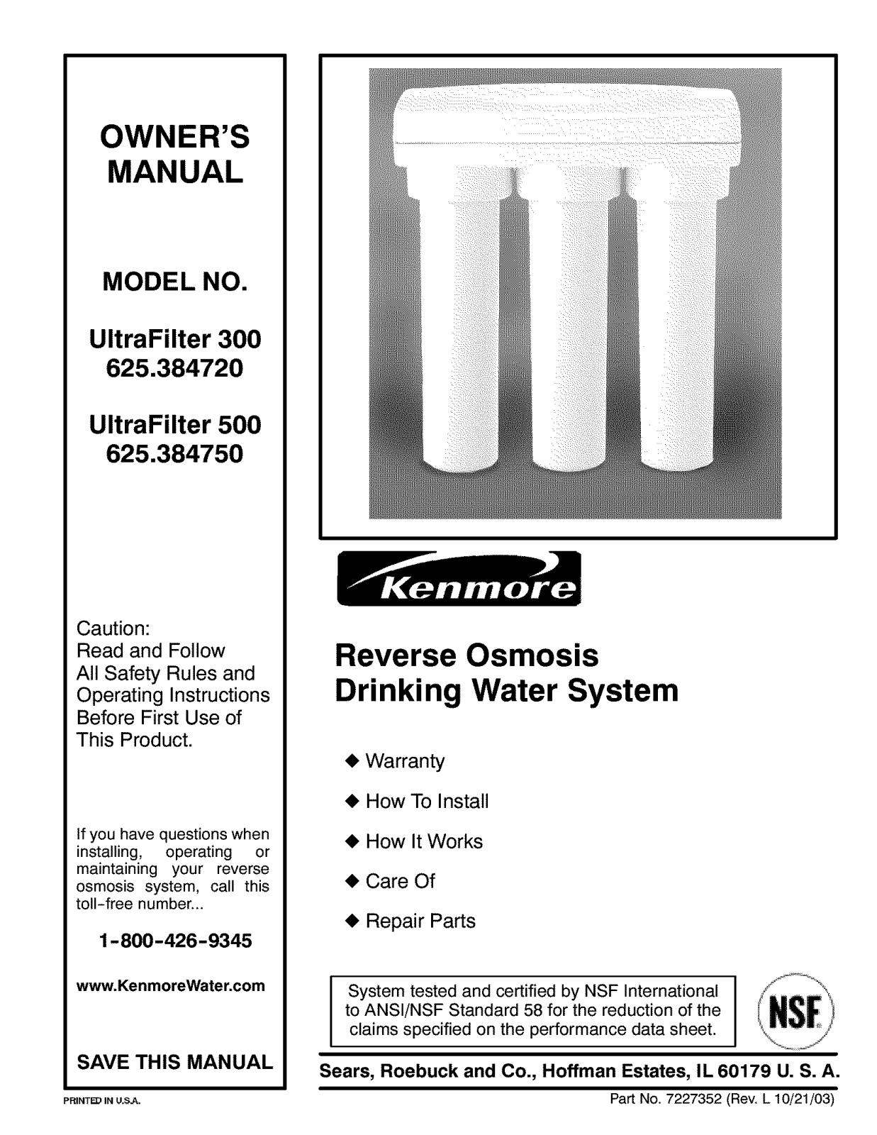 Kenmore Ultrafilter 500 625.384750 User Manual - ManualMachine.com