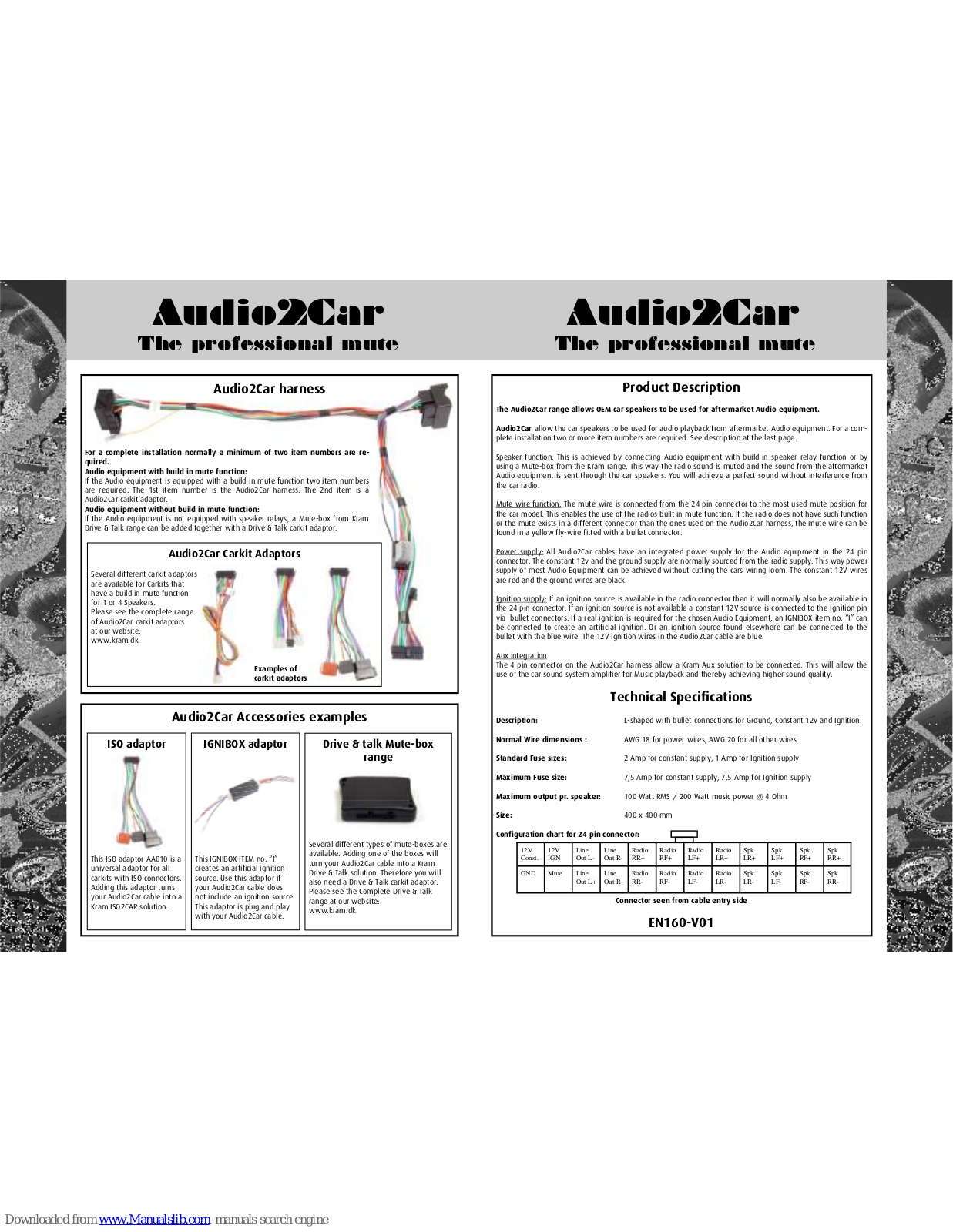 KRAM telecom Audio2Car Installation Instructions Manual