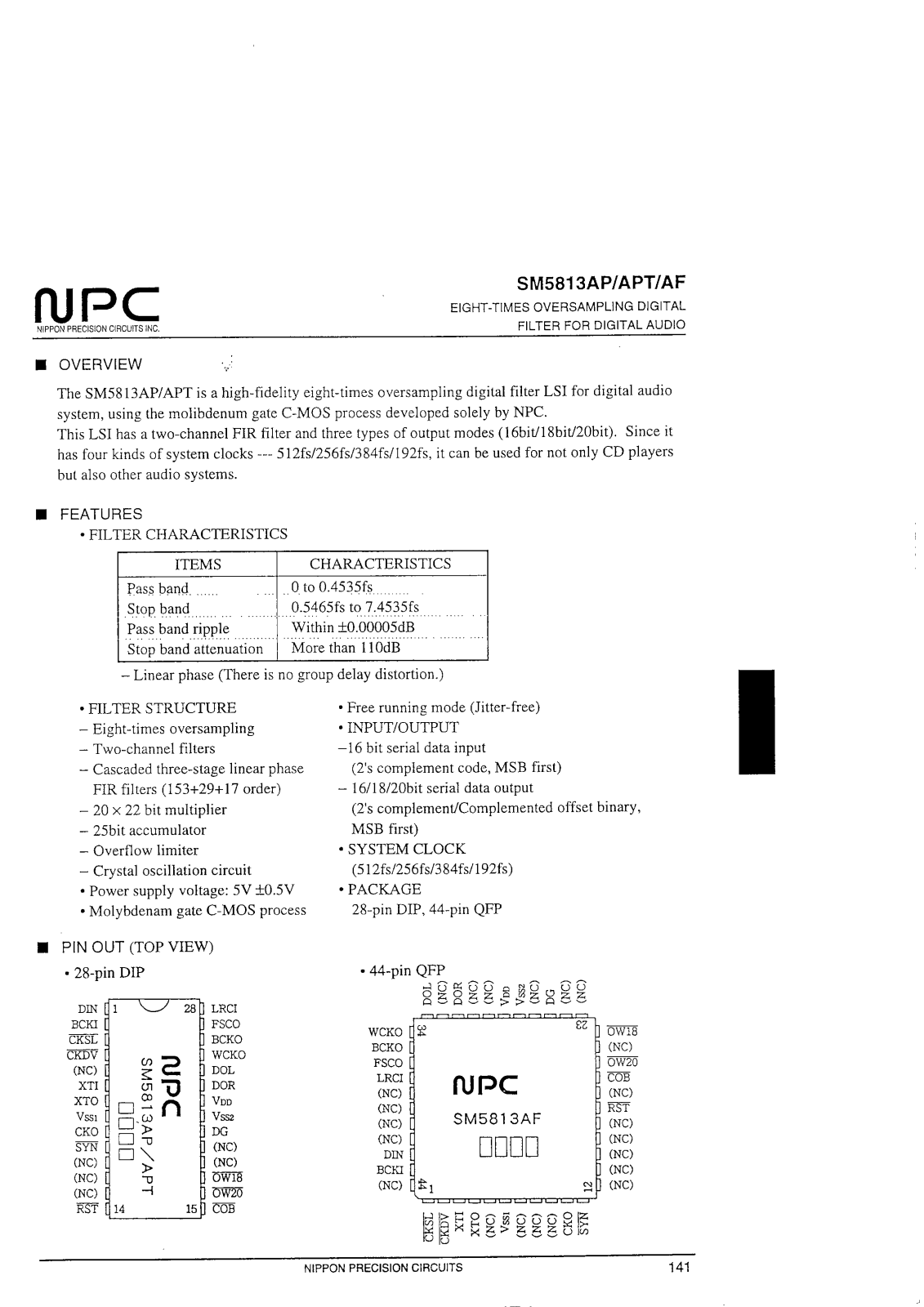 NPC SM5813AF, SM5813AP, SM5813APT Datasheet