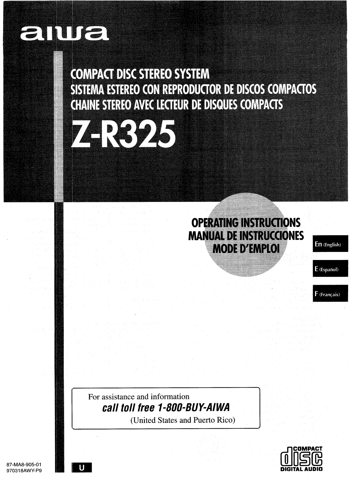 Sony ZR325 Operating Manual