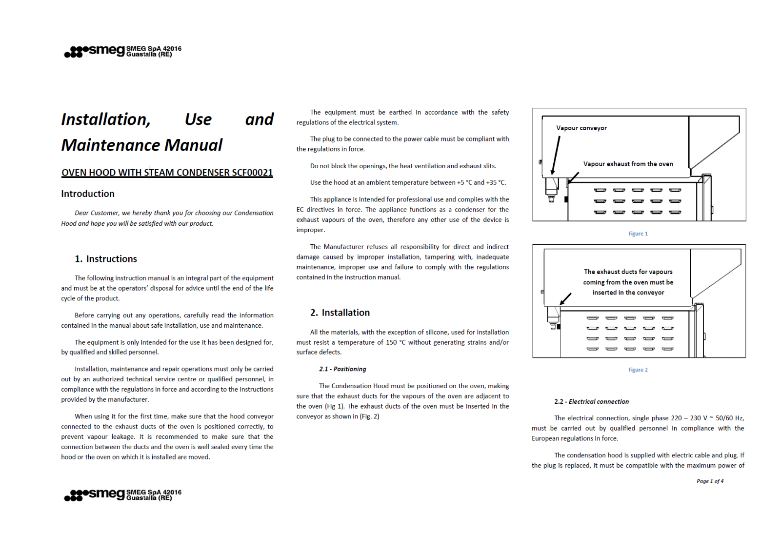 Smeg SCF00021 User Manual