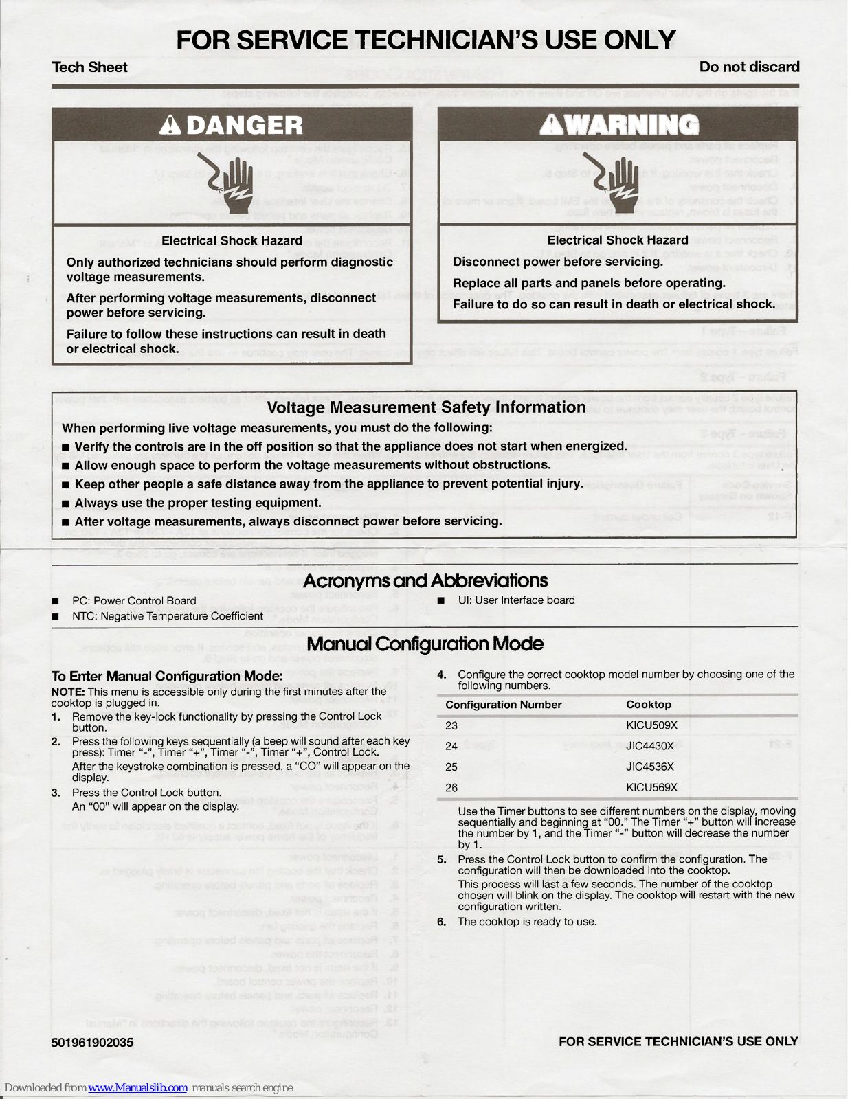 KitchenAid KICU509X, JUC4430X, JIC4536X, KICU569X Tech Sheet - ManualMachine.com