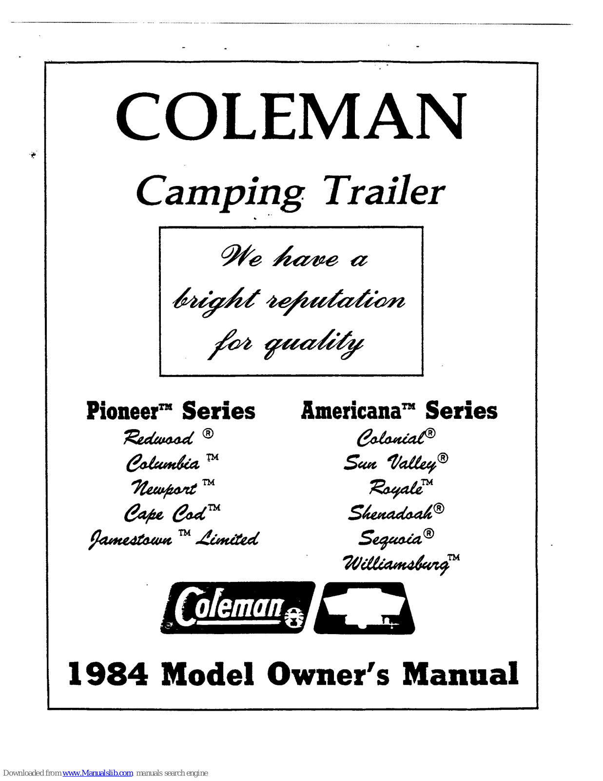 Coleman 1984 Owner's Manual