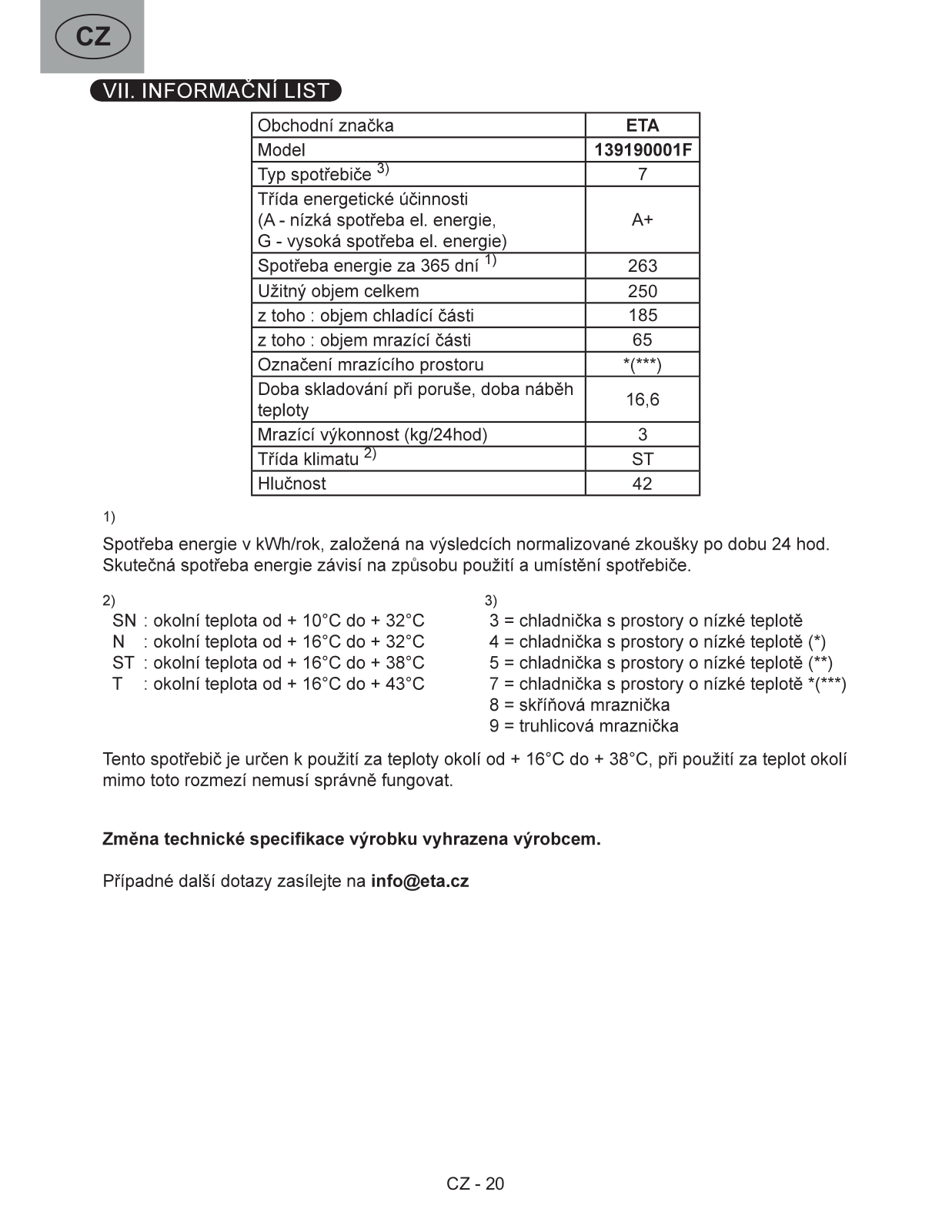 ETA 139190001F Information sheet