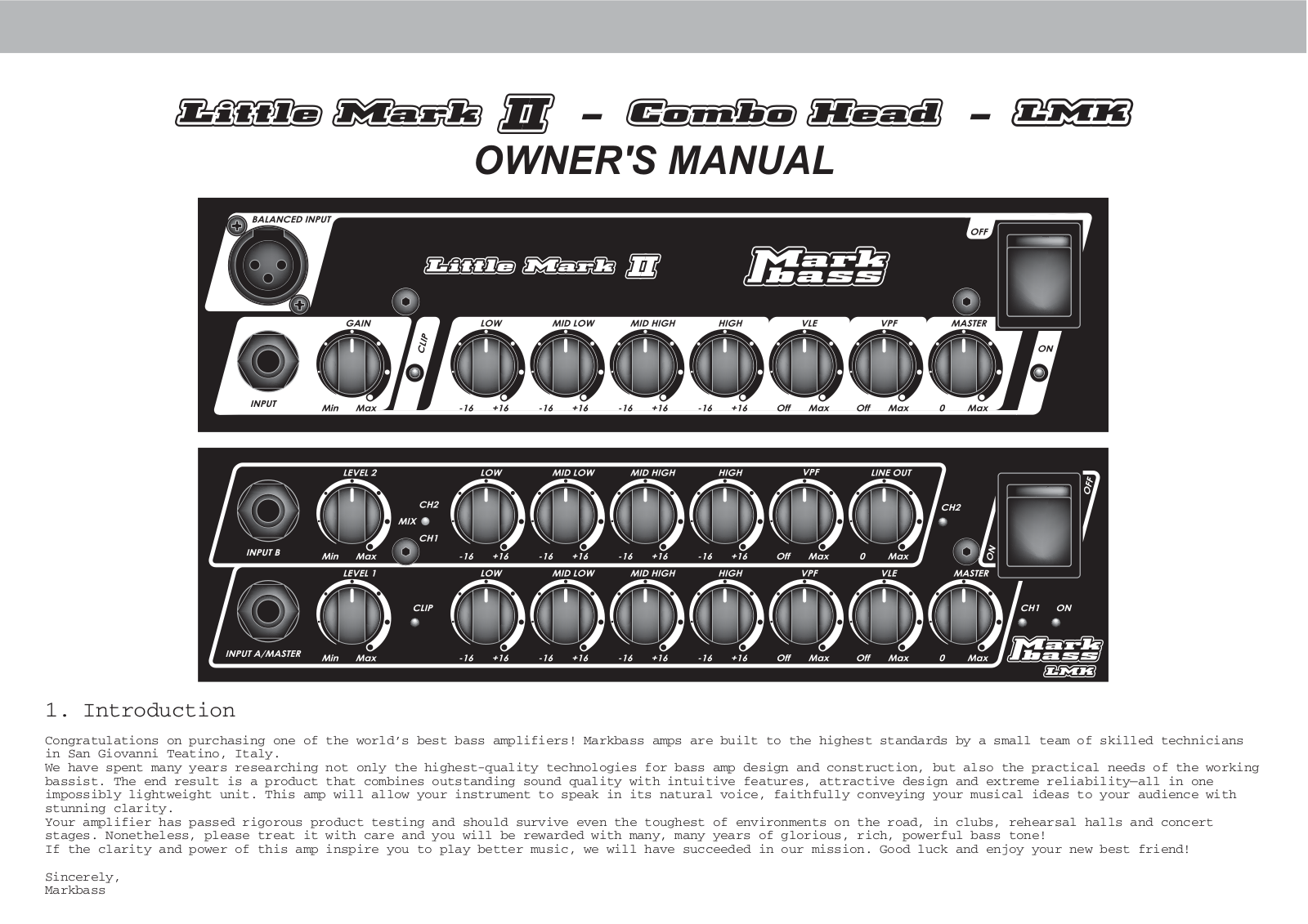 Markbass CMD 121H, Mini CMD 121P, CMD 102P, Mini CMD 151P, CMD 103H User manual