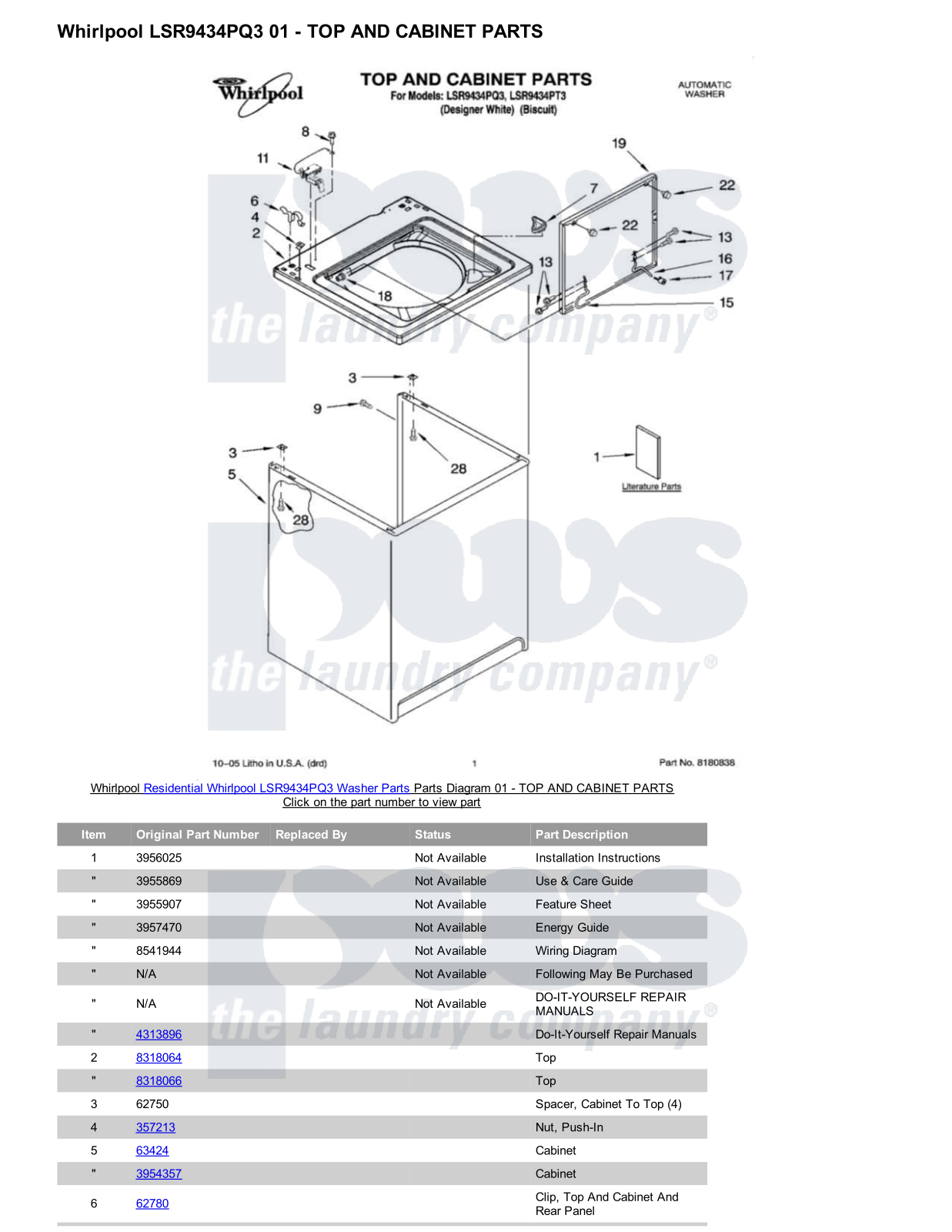 Whirlpool LSR9434PQ3 Parts Diagram