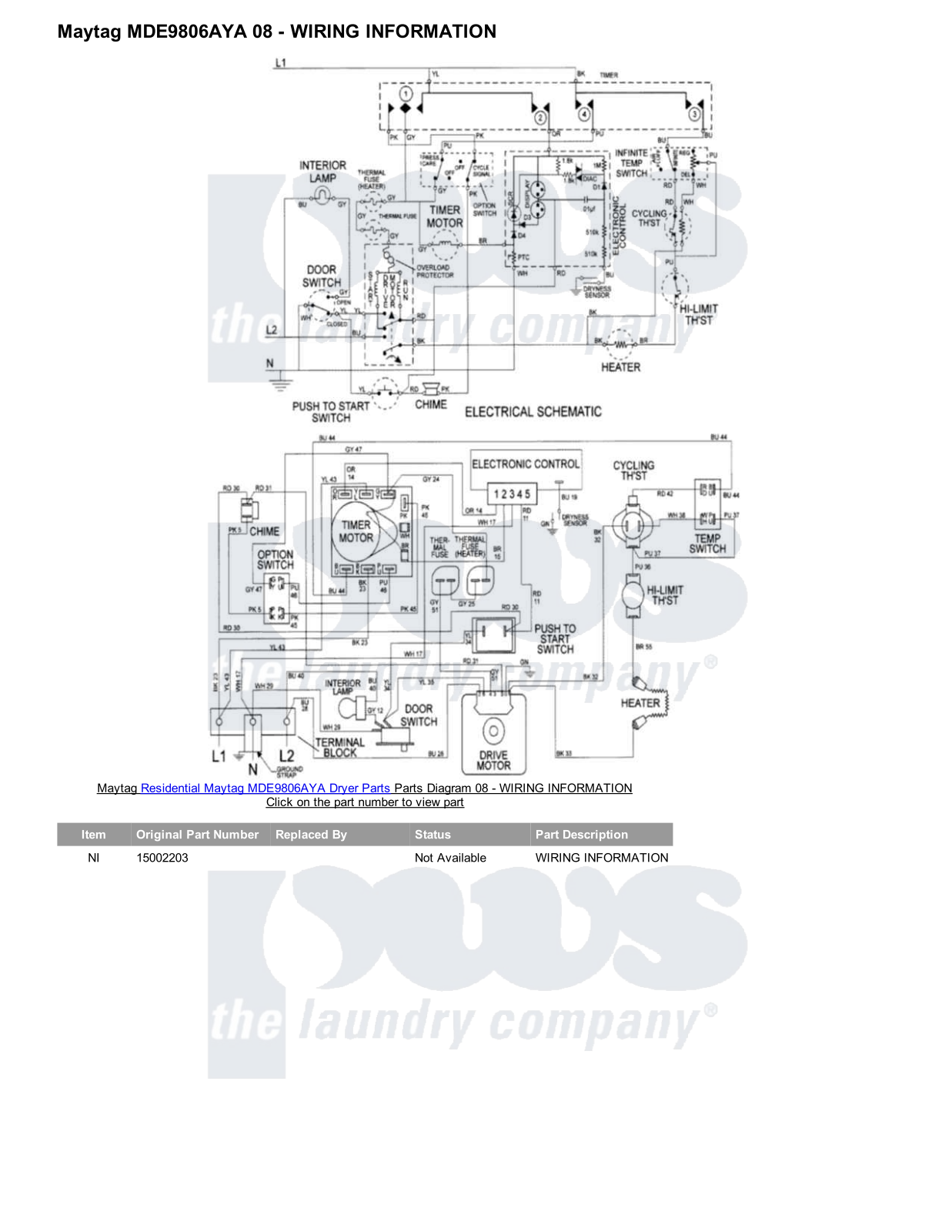 Maytag MDE9806AYA Parts Diagram