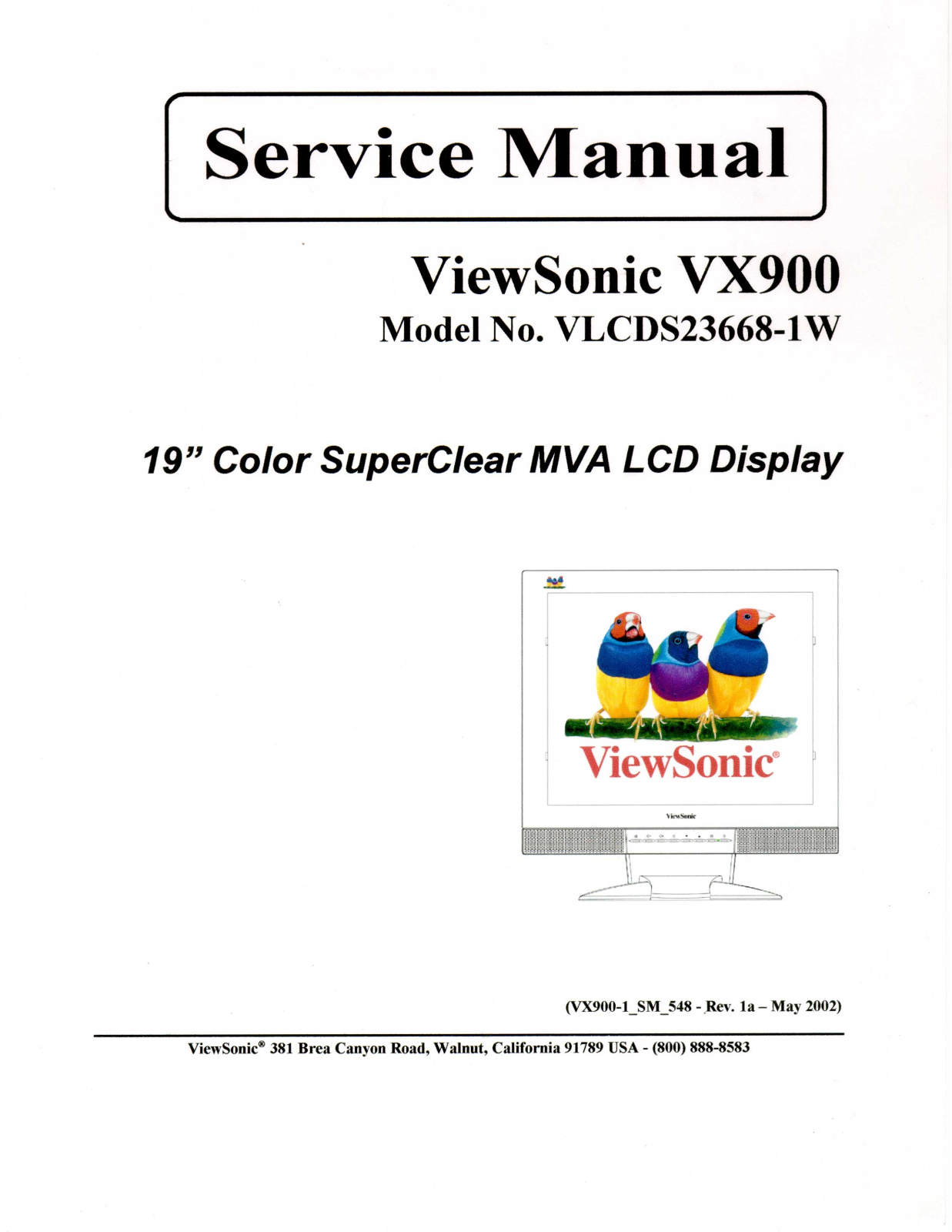 Viewsonic VX900 Service Manual 1a